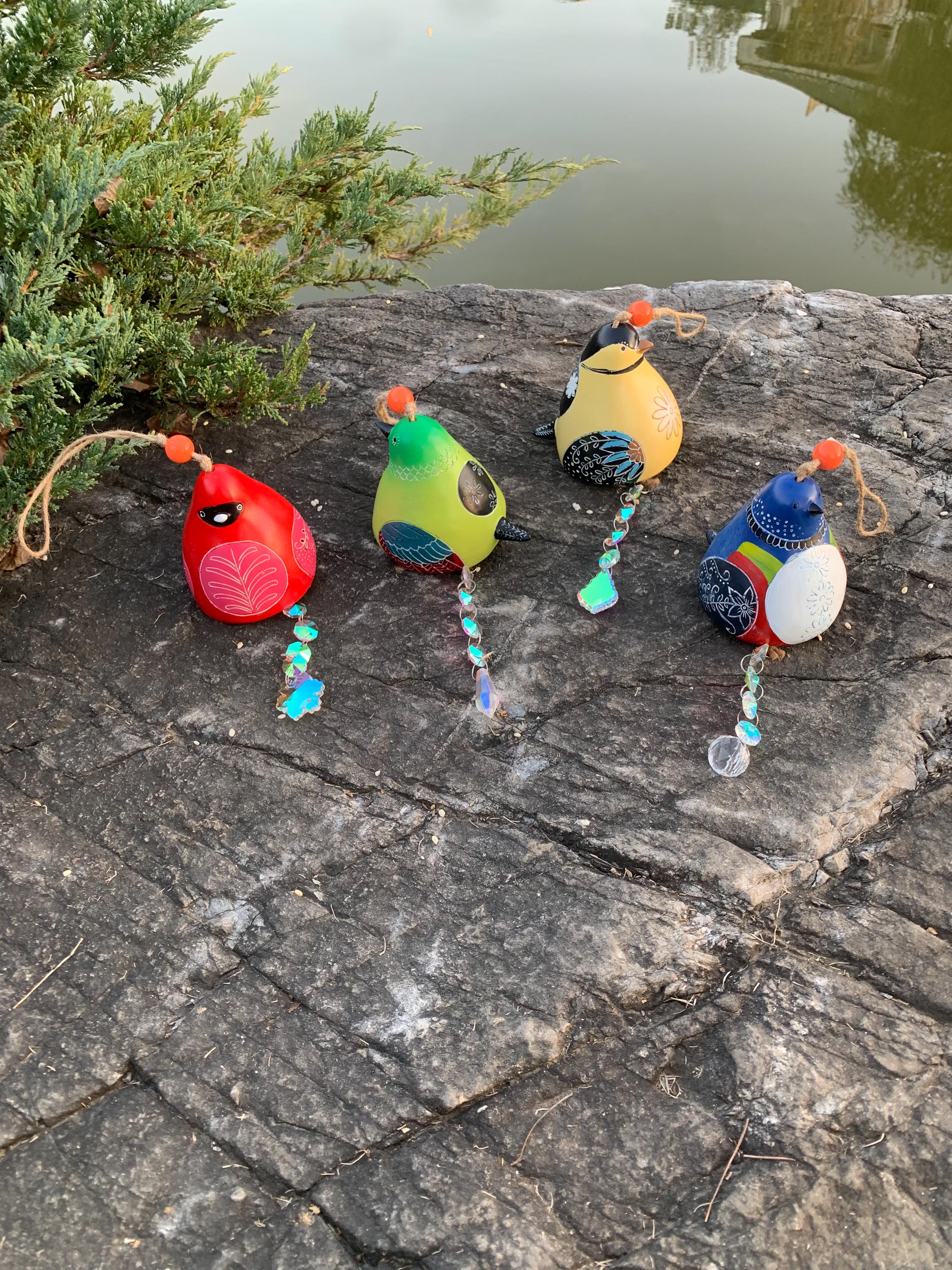 Four Color Lucky Bird Sun Catcher, Stained Glass Bird Suncatcher, Outdoor Garden Decor, Gift for Gardeners, Brings Good Luck