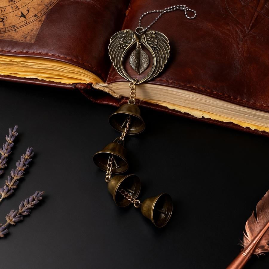 Vintage Bronze Eagle Wing Witch Bell, Protection Charm for Home & Altar, Wiccan Supplies, Pagan Decor, Folk Magic Gift