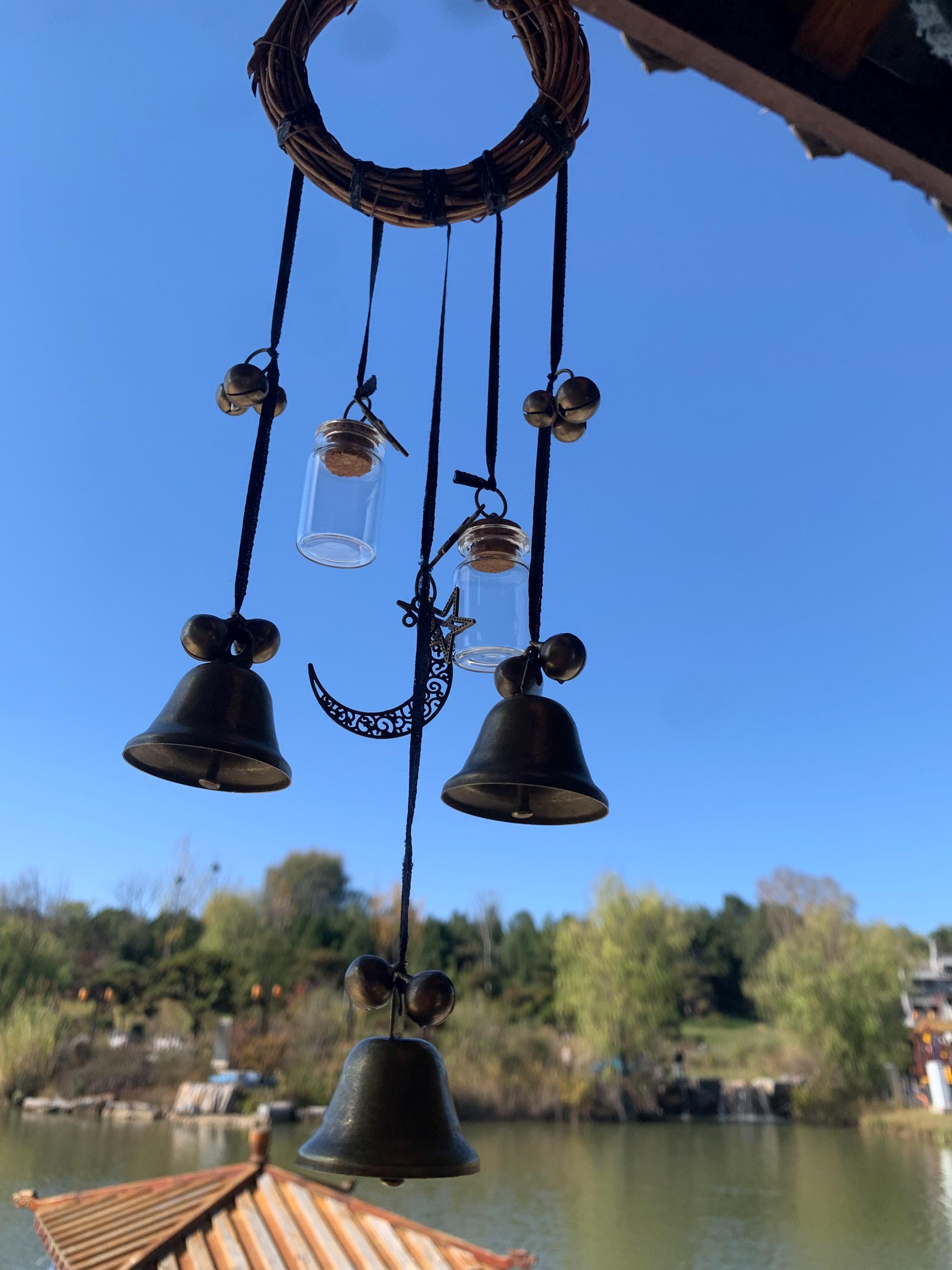 Wreath Witch Wind Chime for Garden, Outdoor Patio Decor,  Wiccan Yule Gift,