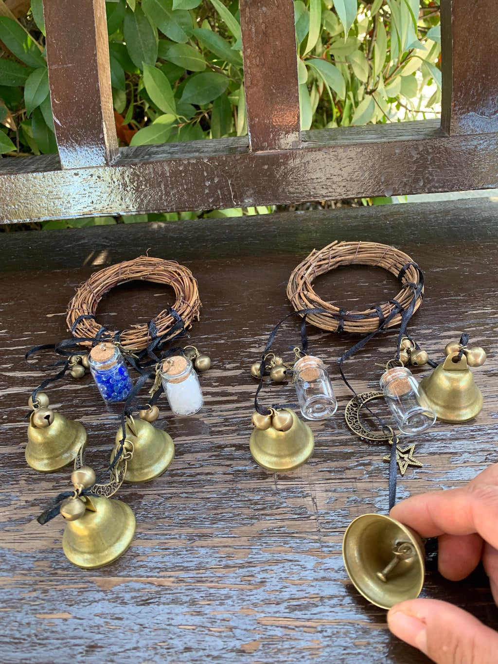 Wreath Witch Wind Chime for Garden, Outdoor Patio Decor,  Wiccan Yule Gift,