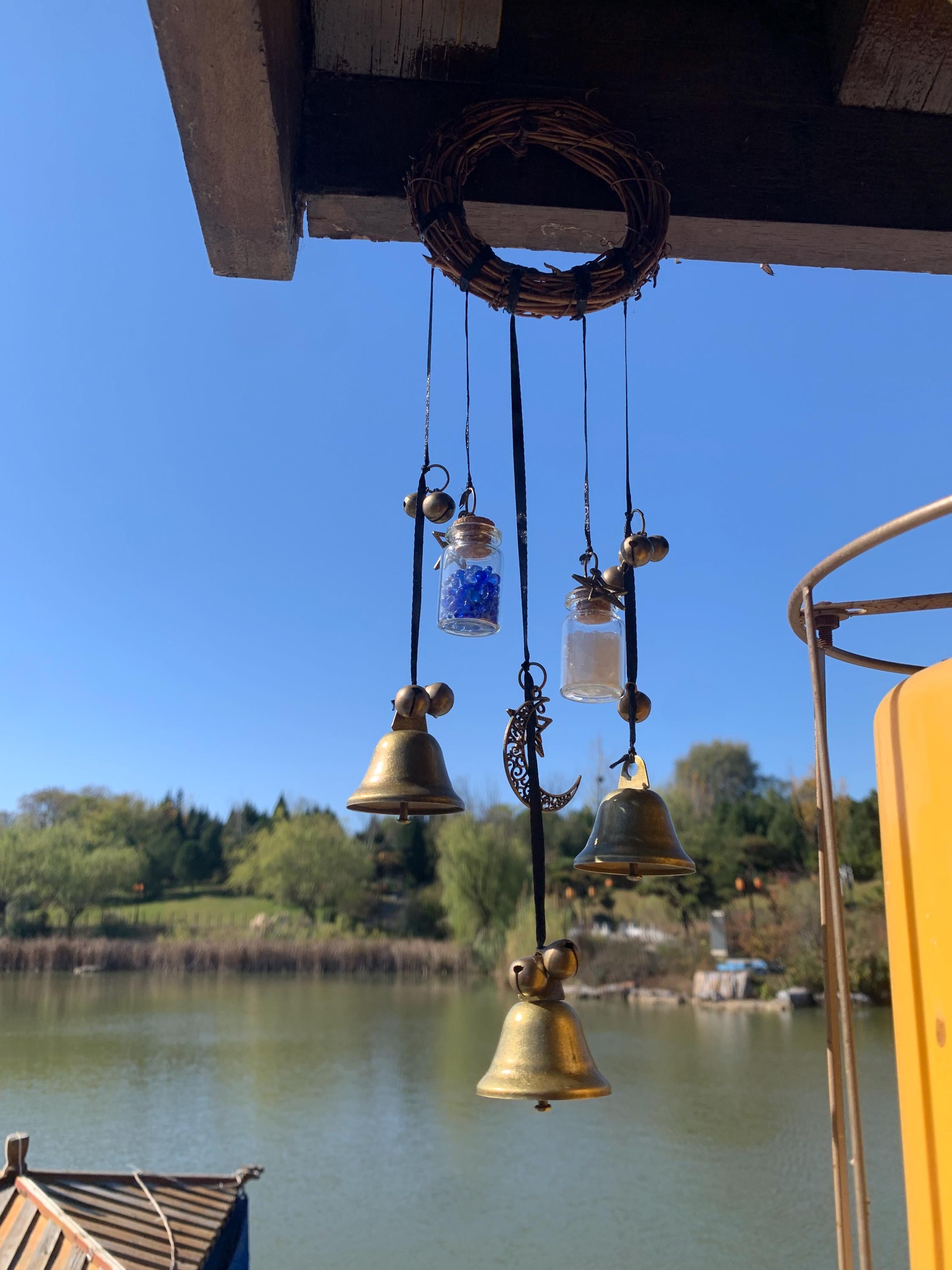 Wreath Witch Wind Chime for Garden, Outdoor Patio Decor,  Wiccan Yule Gift,