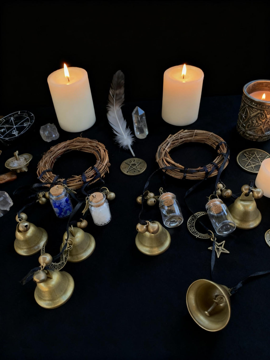 Wreath Witch Wind Chime for Garden, Outdoor Patio Decor,  Wiccan Yule Gift,