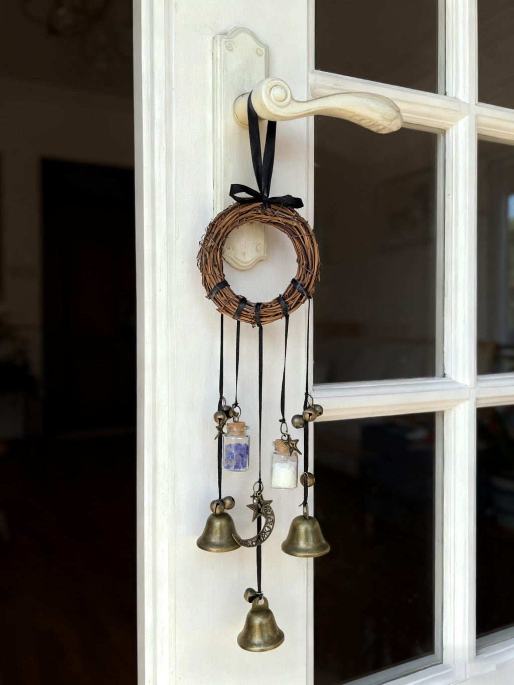 Wreath Witch Wind Chime for Garden, Outdoor Patio Decor,  Wiccan Yule Gift,