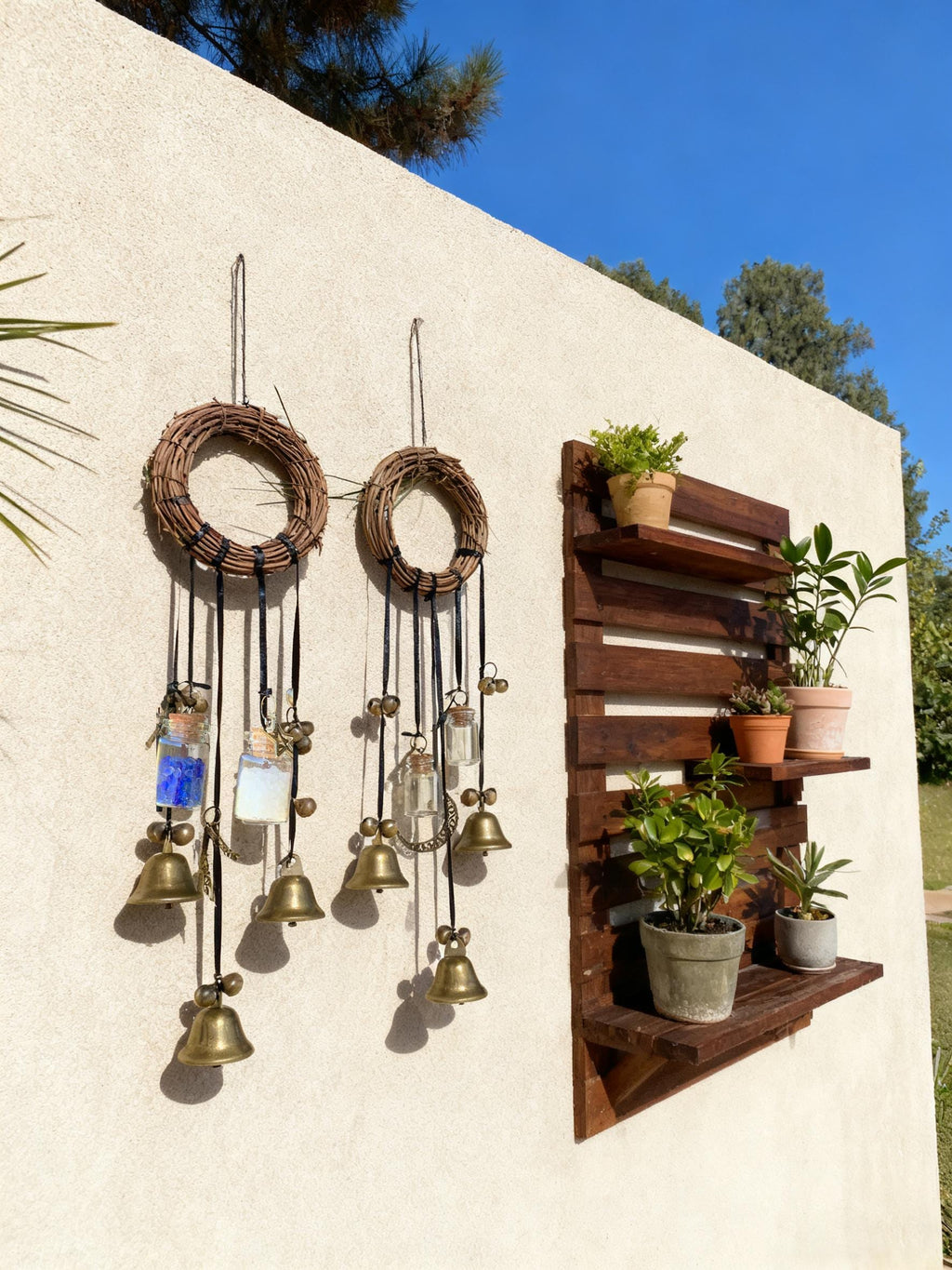 Wreath Witch Wind Chime for Garden, Outdoor Patio Decor,  Wiccan Yule Gift,