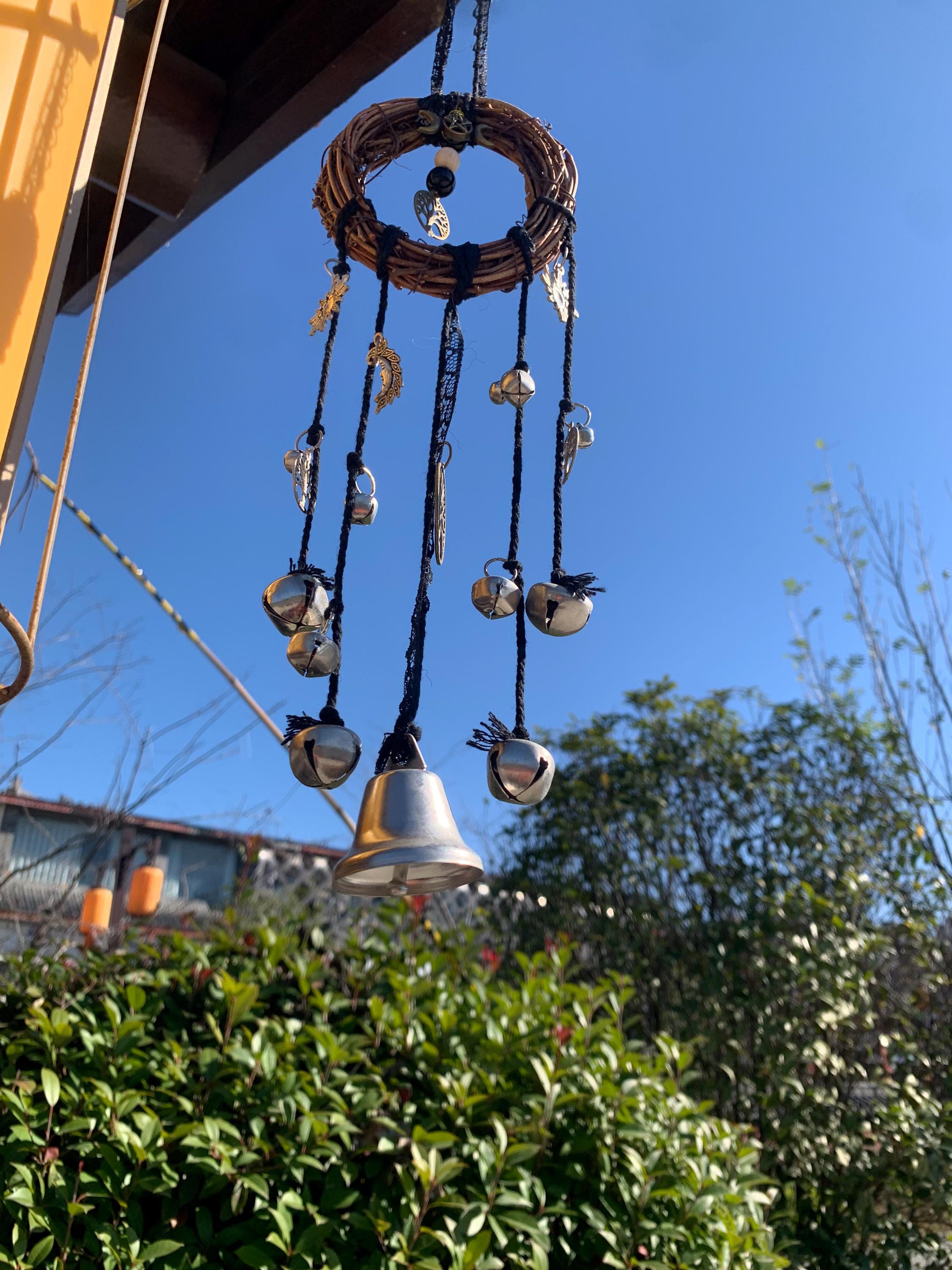 Wiccan Witch Bells For Home Blessing,  Handmade Door Knob Hanger, Pagan Decor, Folk Magic