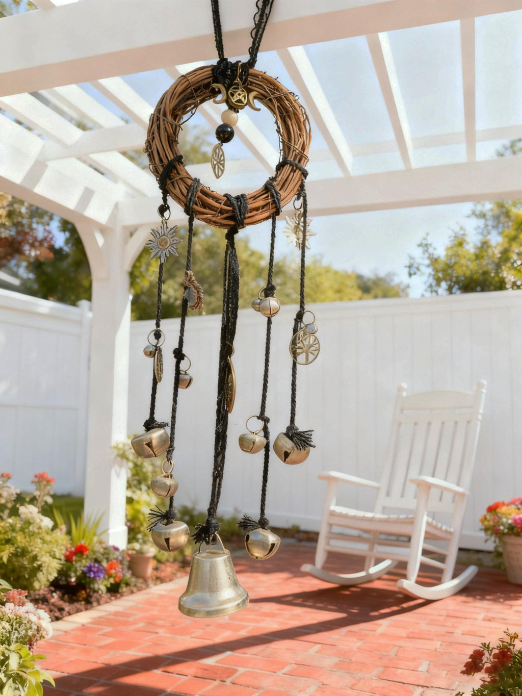 Wiccan Witch Bells For Home Blessing,  Handmade Door Knob Hanger, Pagan Decor, Folk Magic