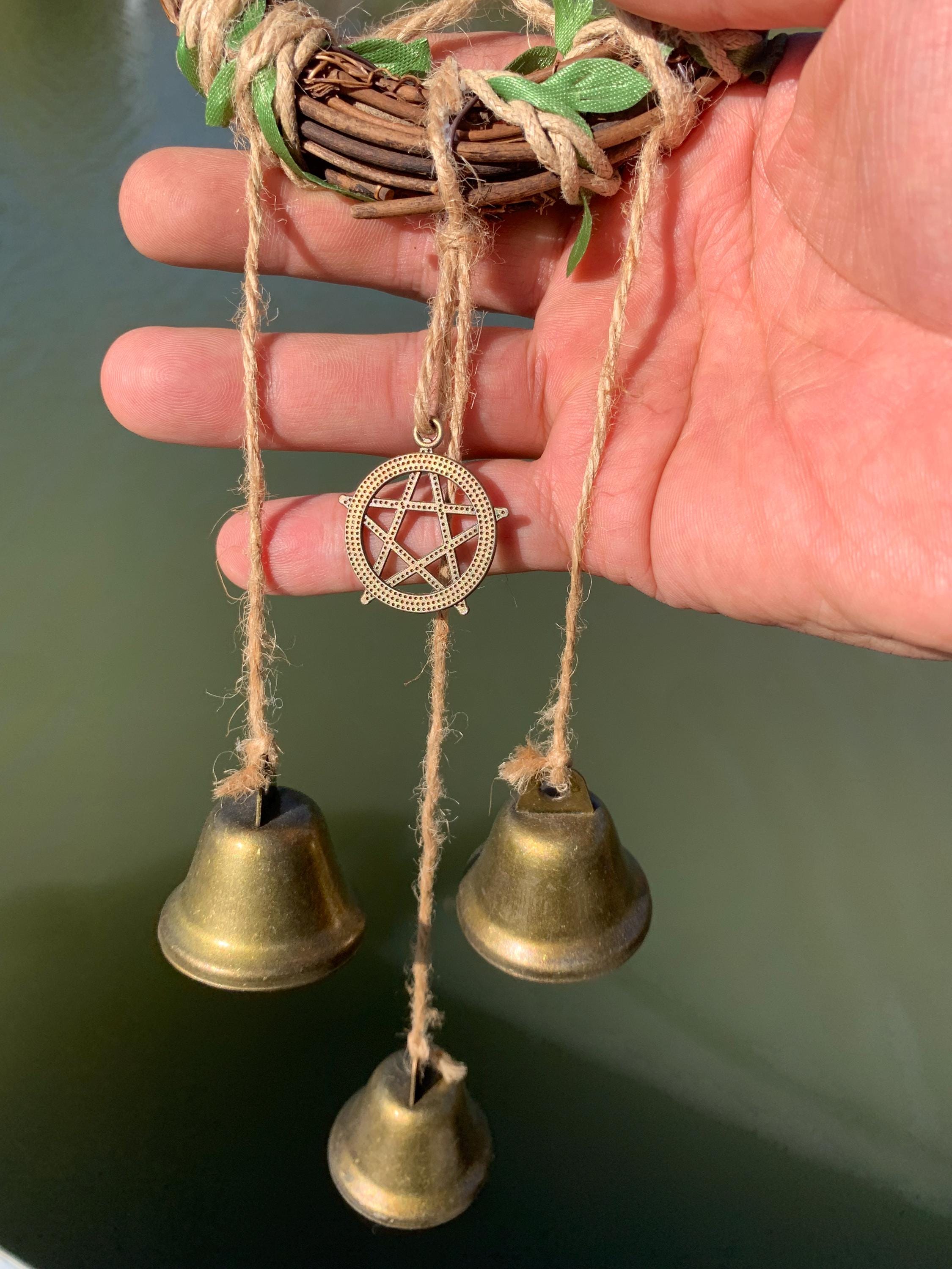 Vine Wrapped Pentagram Witch Bell for Protection, Home & Sacred Space Decor, Pagan Wiccan Gift,