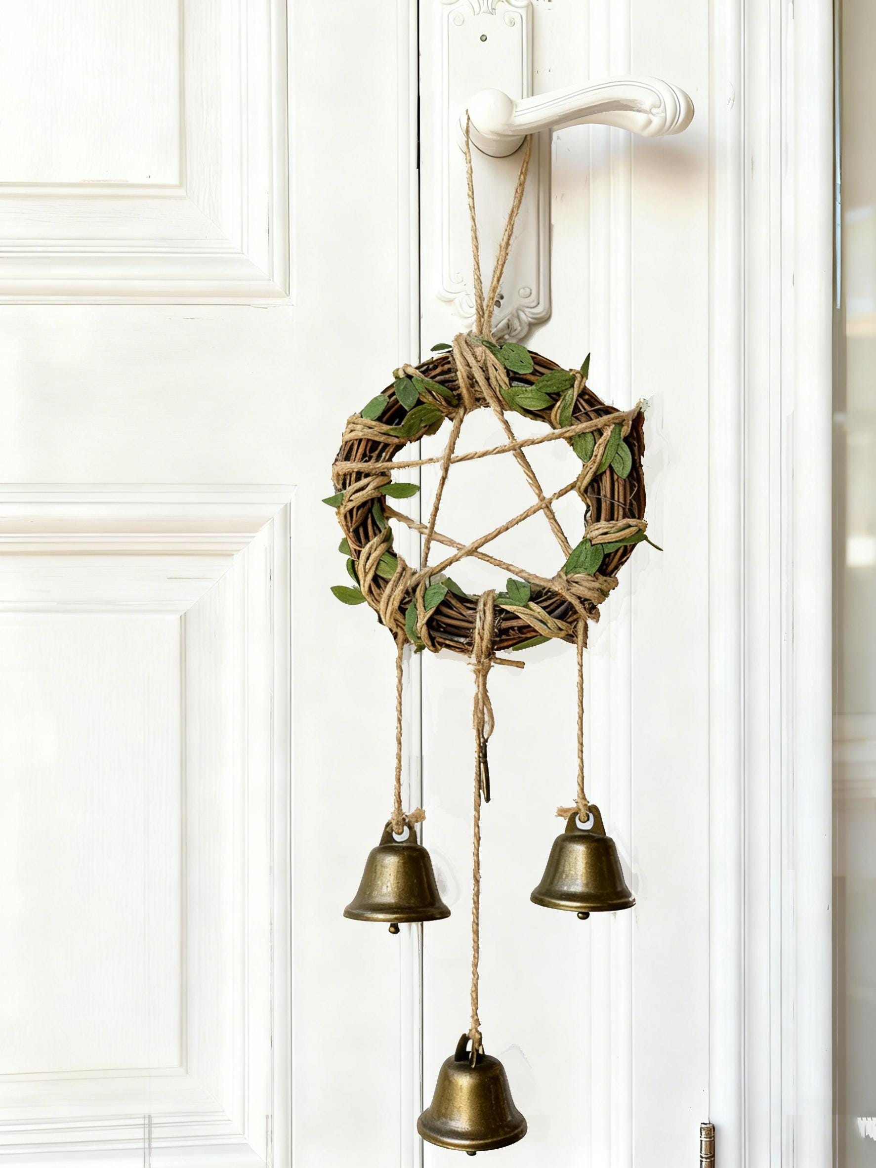 Vine Wrapped Pentagram Witch Bell for Protection, Home & Sacred Space Decor, Pagan Wiccan Gift,