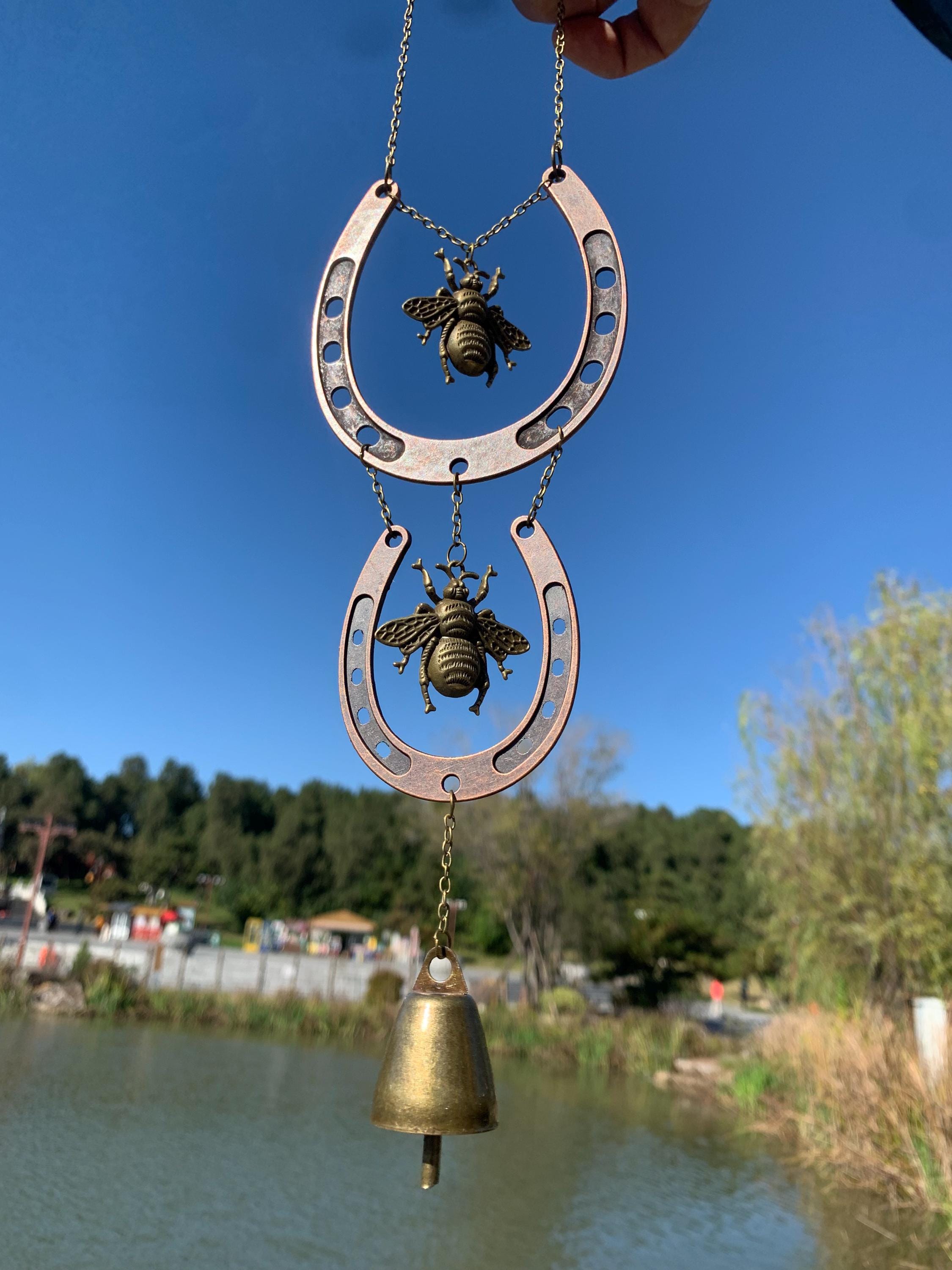 Handmade Bees Horseshoe Witch Bells for Home Protection, Wiccan Yule Gift