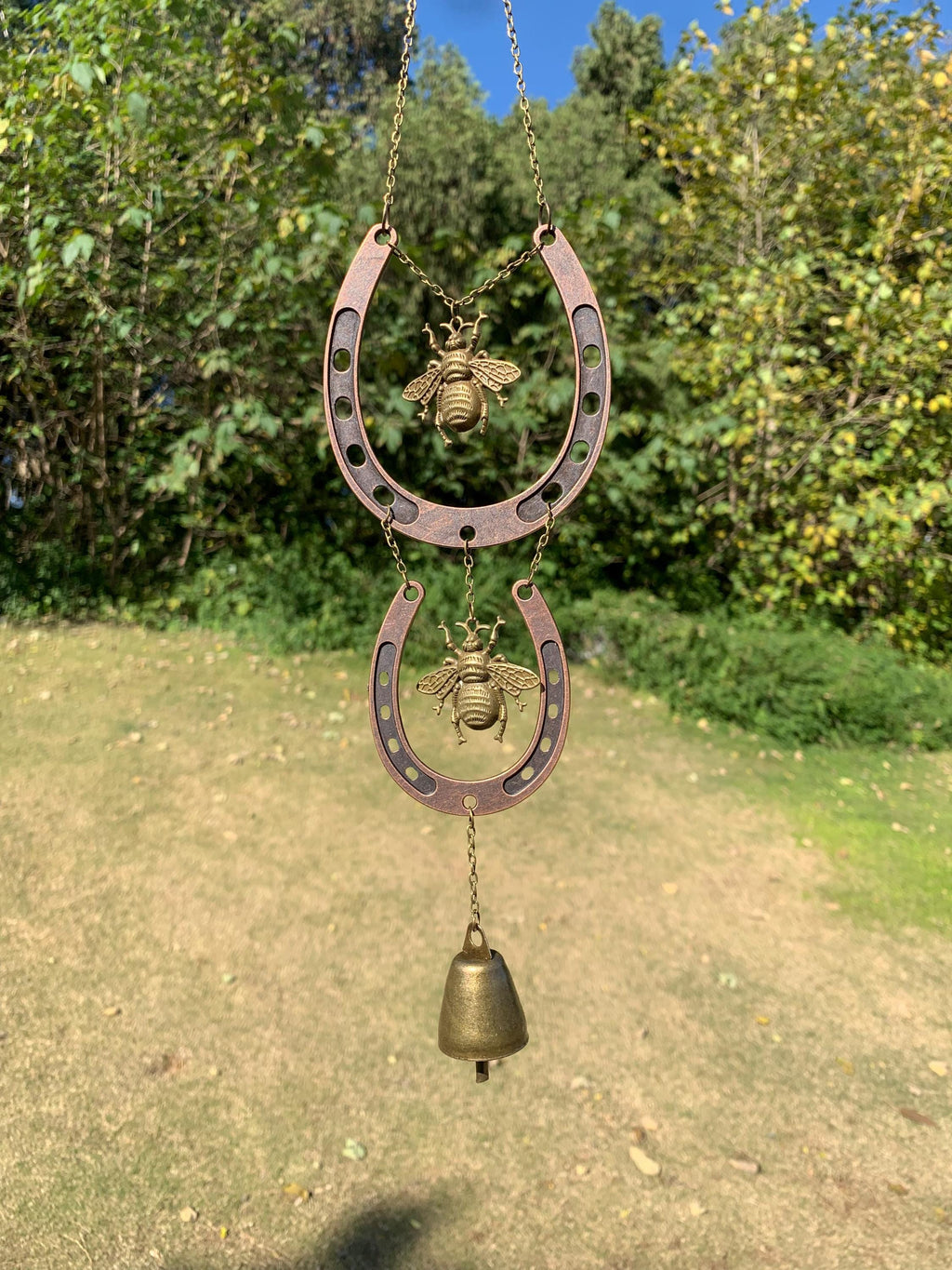 Handmade Bees Horseshoe Witch Bells for Home Protection, Wiccan Yule Gift