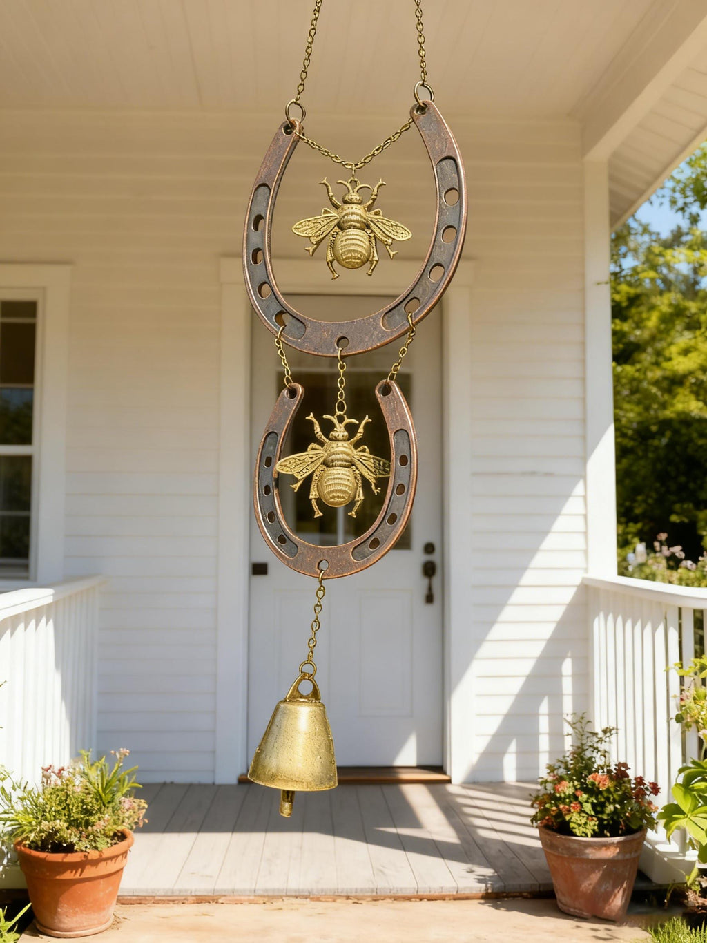 Handmade Bees Horseshoe Witch Bells for Home Protection, Wiccan Yule Gift