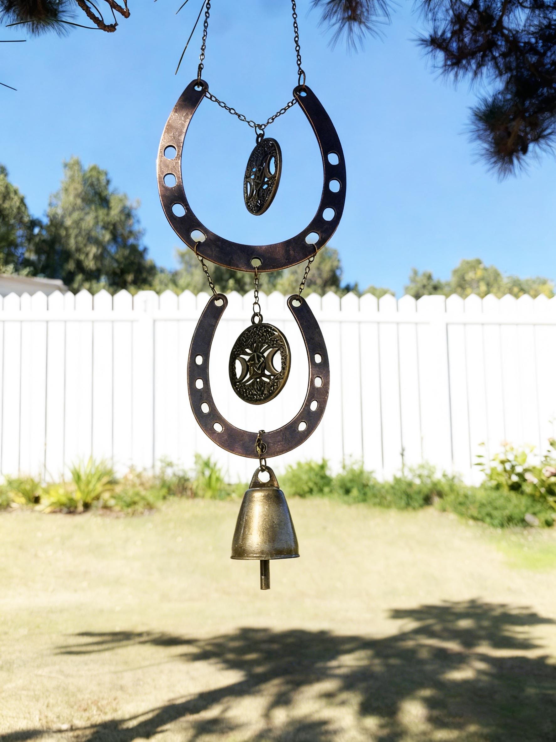 Witch Bells for Door Knob with Lucky Horseshoe, Protective Amulet for Home,  Folk Magic Decor