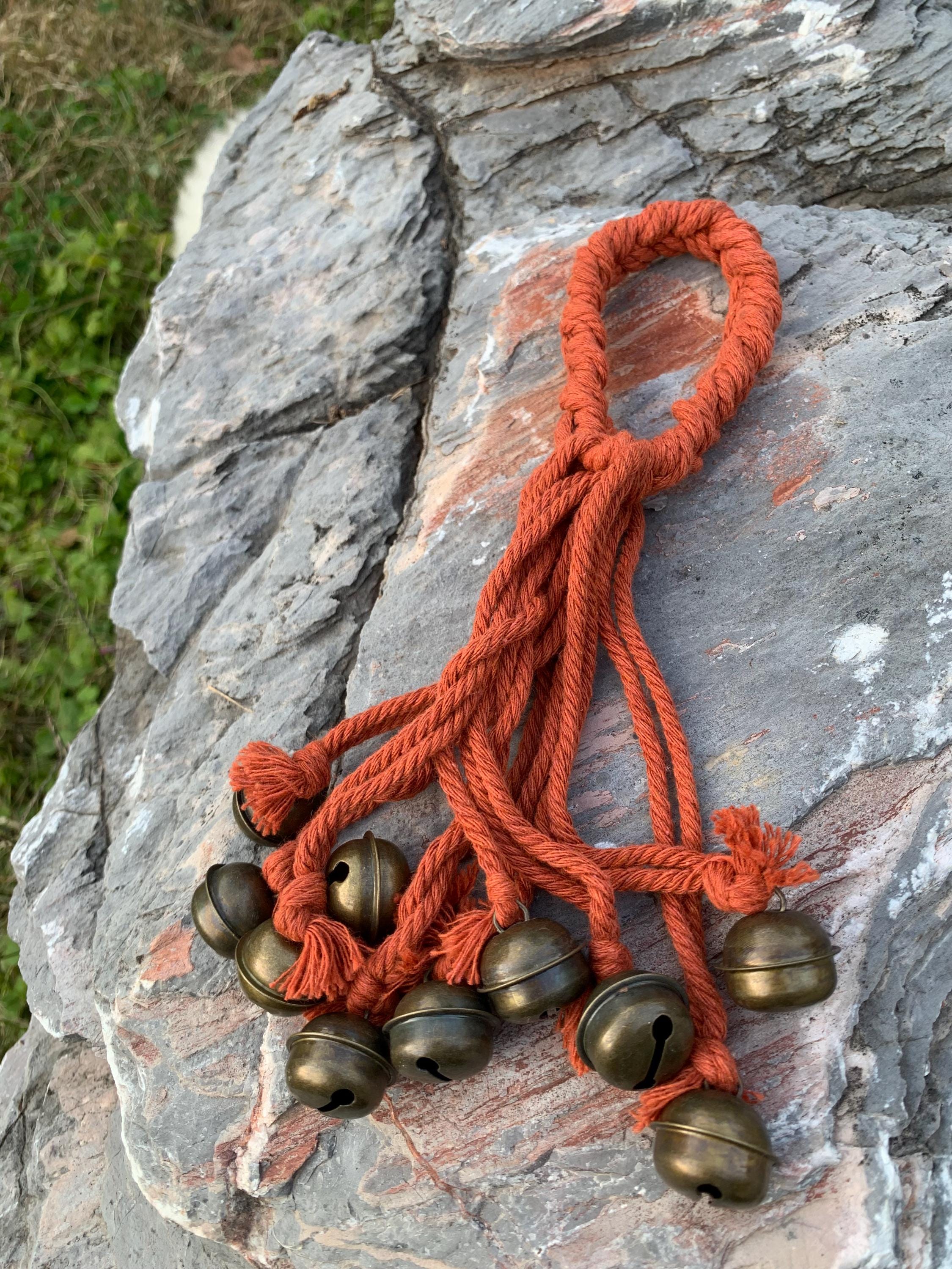 Orange Hanging Witch Bells for Door, Folk Art Door Protection, Good Luck Charm, Housewarming Gift, Porch Decor