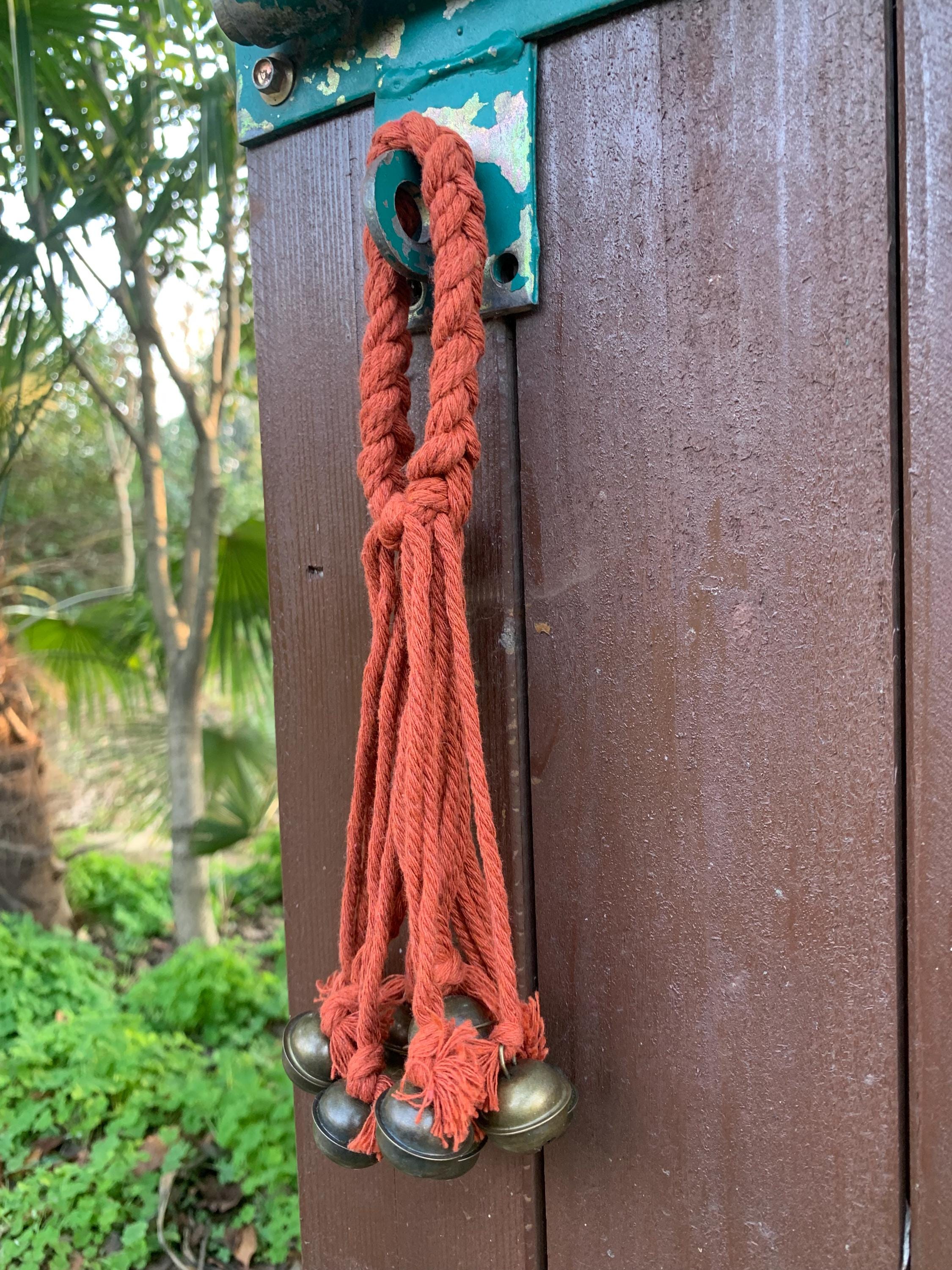 Orange Hanging Witch Bells for Door, Folk Art Door Protection, Good Luck Charm, Housewarming Gift, Porch Decor