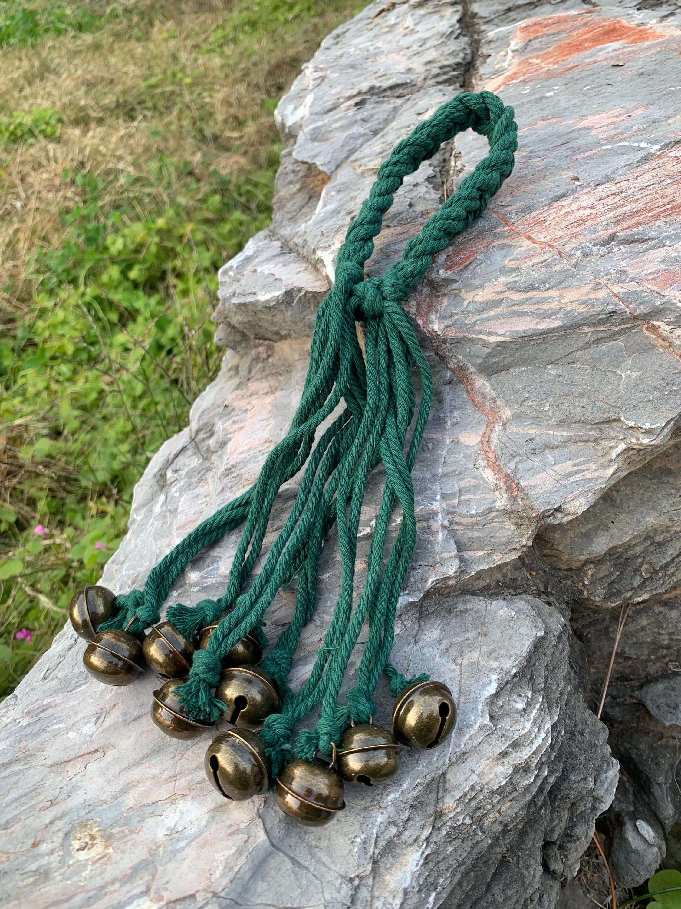 Handmade Dark Green Witch Bells, Home Protection Charm for Pagan and Wiccan Altar