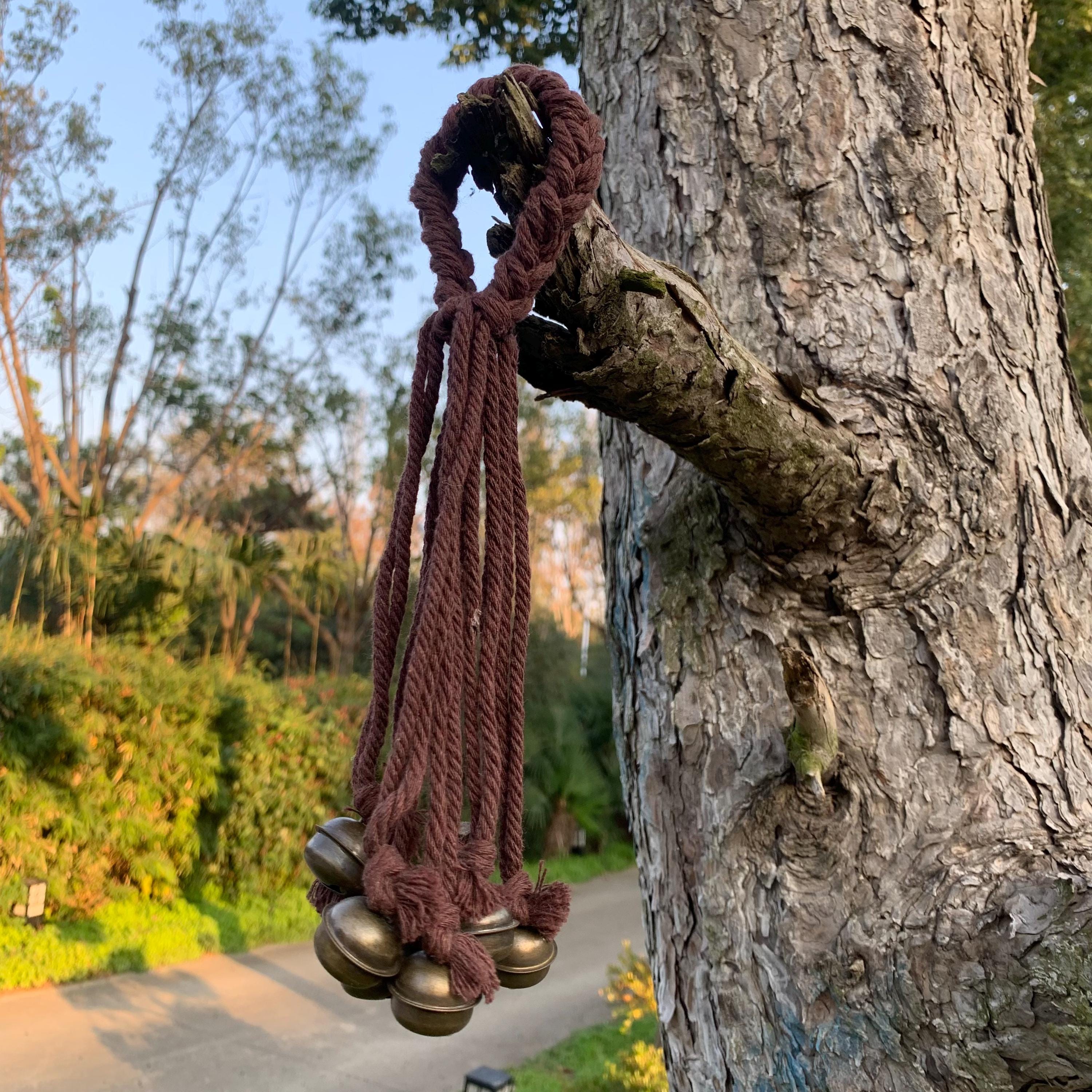 Brown Hanging Witch Bells for Door Protection,  Ward Off Negativity, Witchcraft Supplies & Gothic Home Decor
