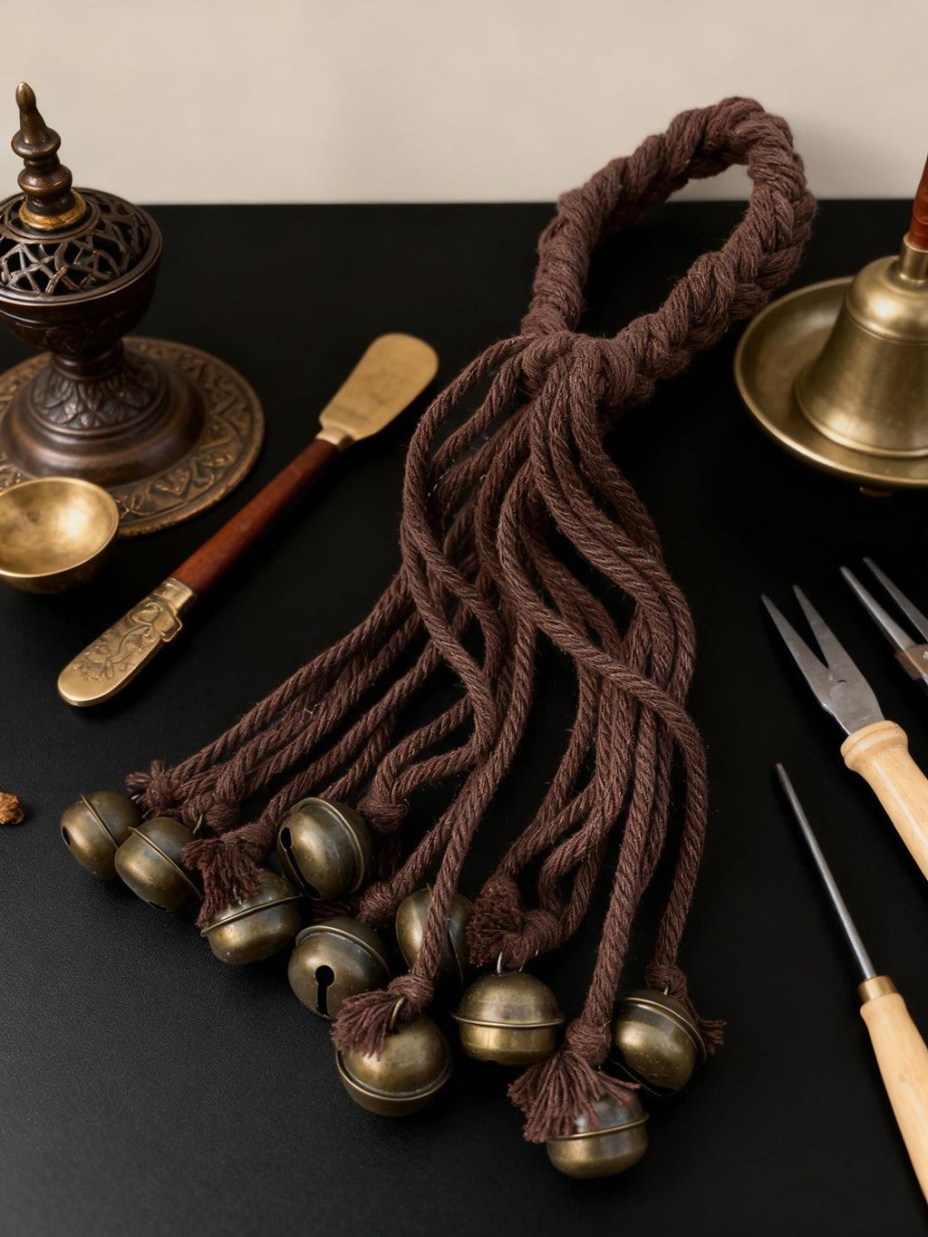 Brown Hanging Witch Bells for Door Protection,  Ward Off Negativity, Witchcraft Supplies & Gothic Home Decor