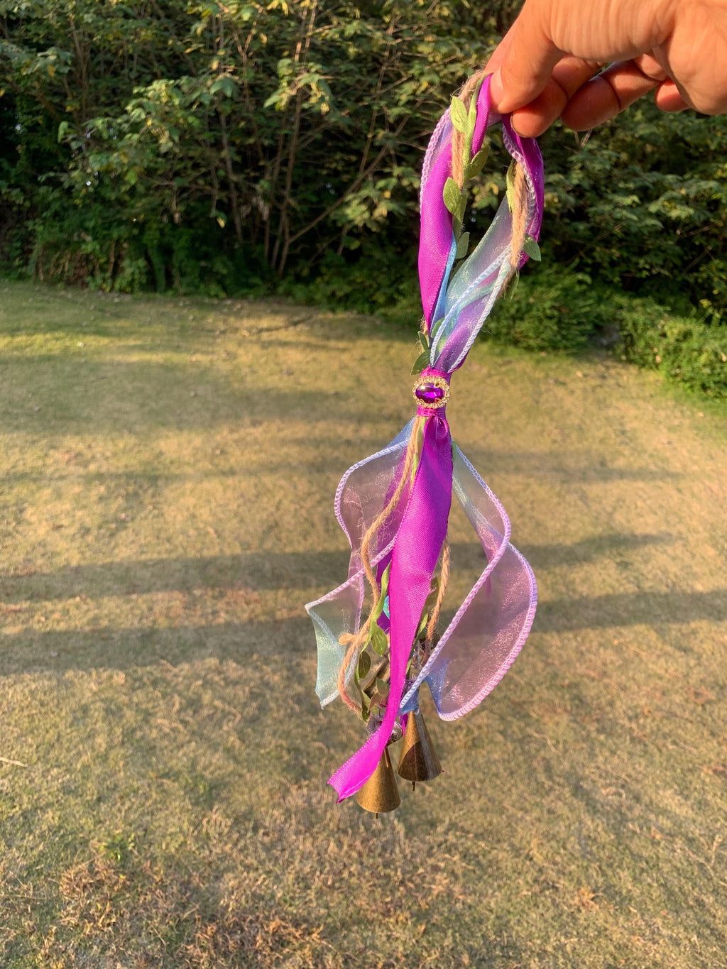 Witch Bell with Ribbons, Protection Charm, Wiccan Supplies, Pagan Decor, Folk Magic, House Blessing, Yule Gift, Handmade Witchcraft