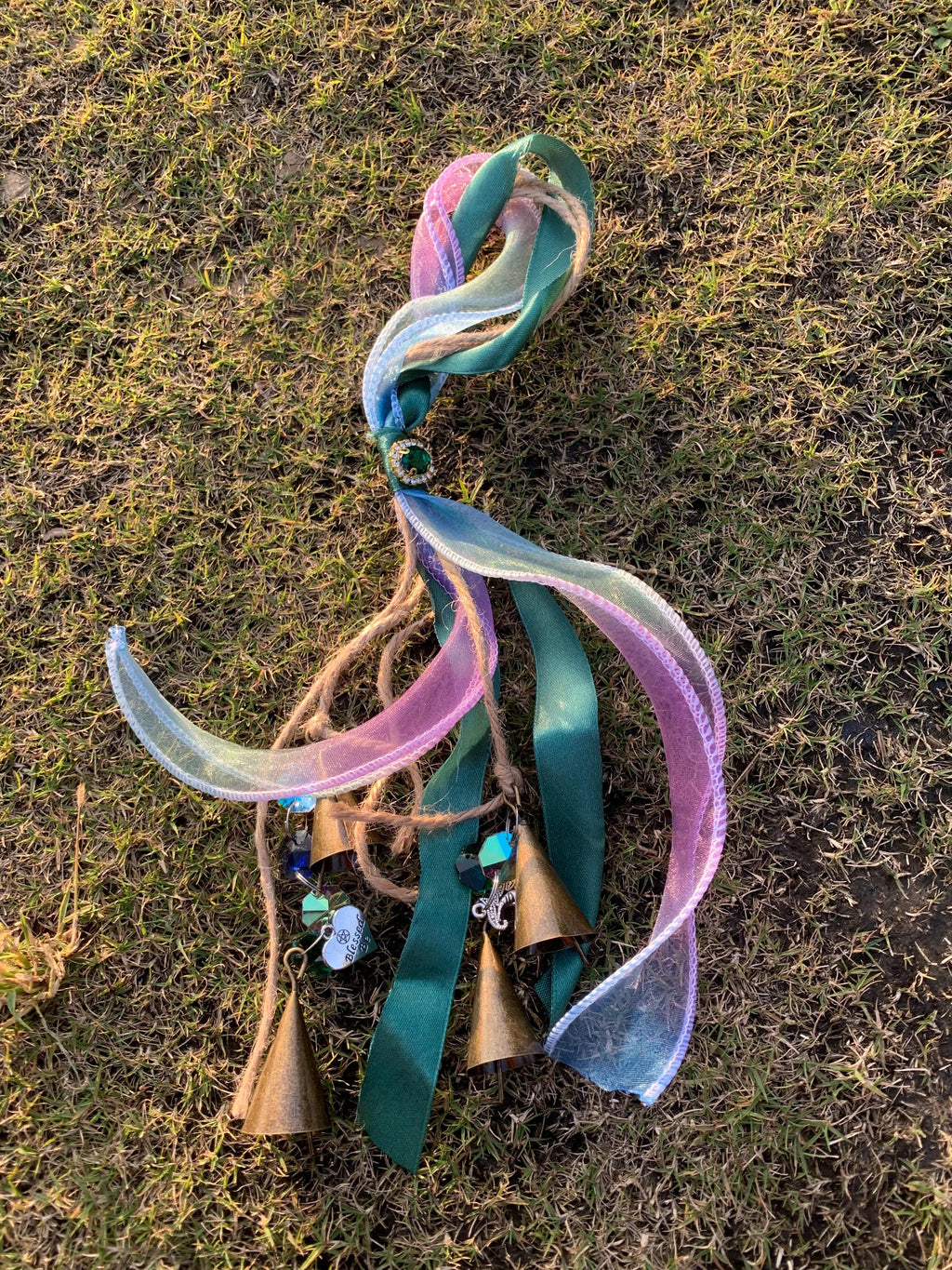 Witch Bell with Ribbons, Protection Charm, Wiccan Supplies, Pagan Decor, Folk Magic, House Blessing, Yule Gift, Handmade Witchcraft