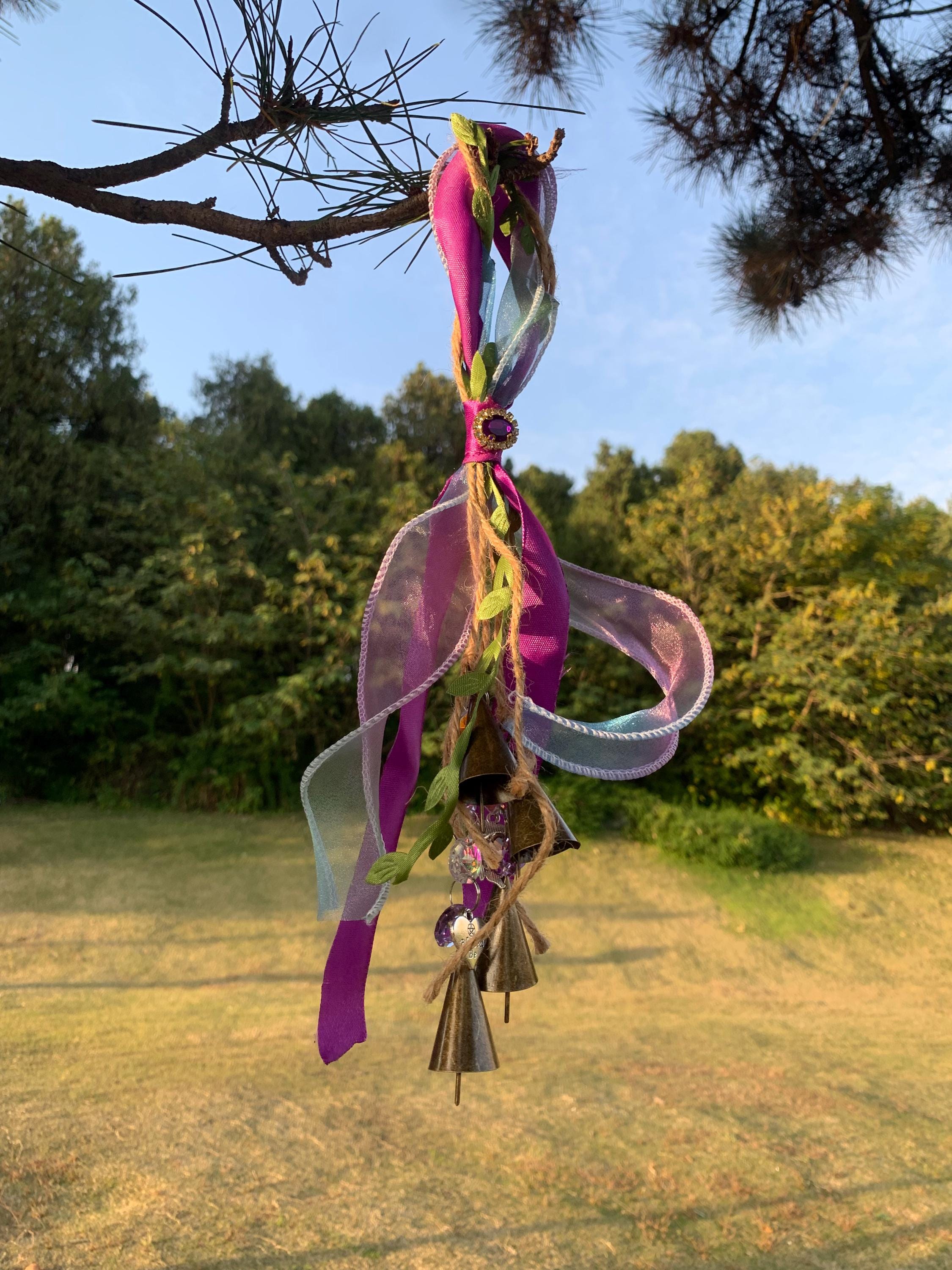 Witch Bell with Ribbons, Protection Charm, Wiccan Supplies, Pagan Decor, Folk Magic, House Blessing, Yule Gift, Handmade Witchcraft