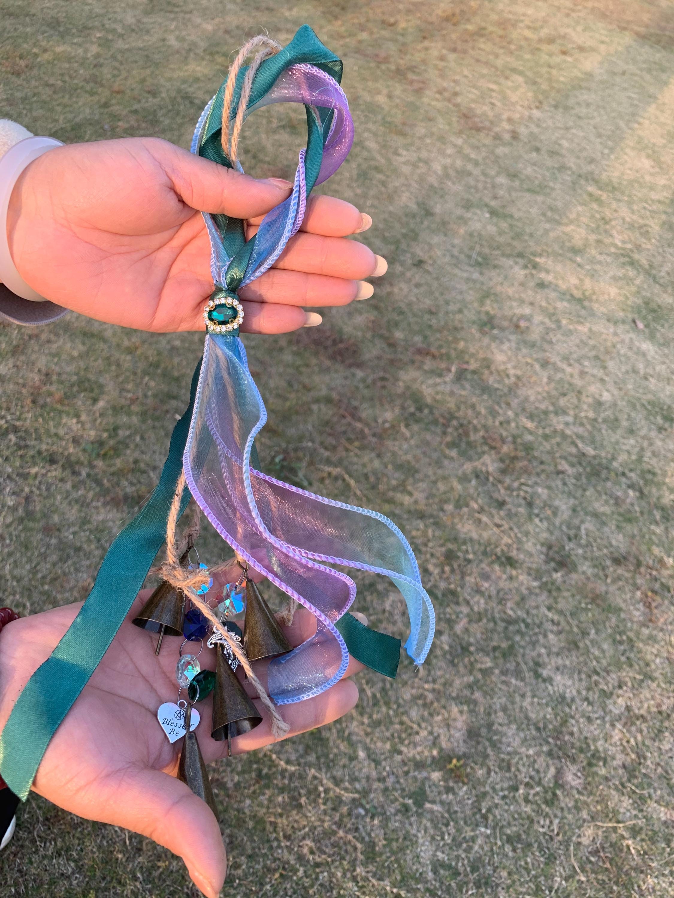 Witch Bell with Ribbons, Protection Charm, Wiccan Supplies, Pagan Decor, Folk Magic, House Blessing, Yule Gift, Handmade Witchcraft