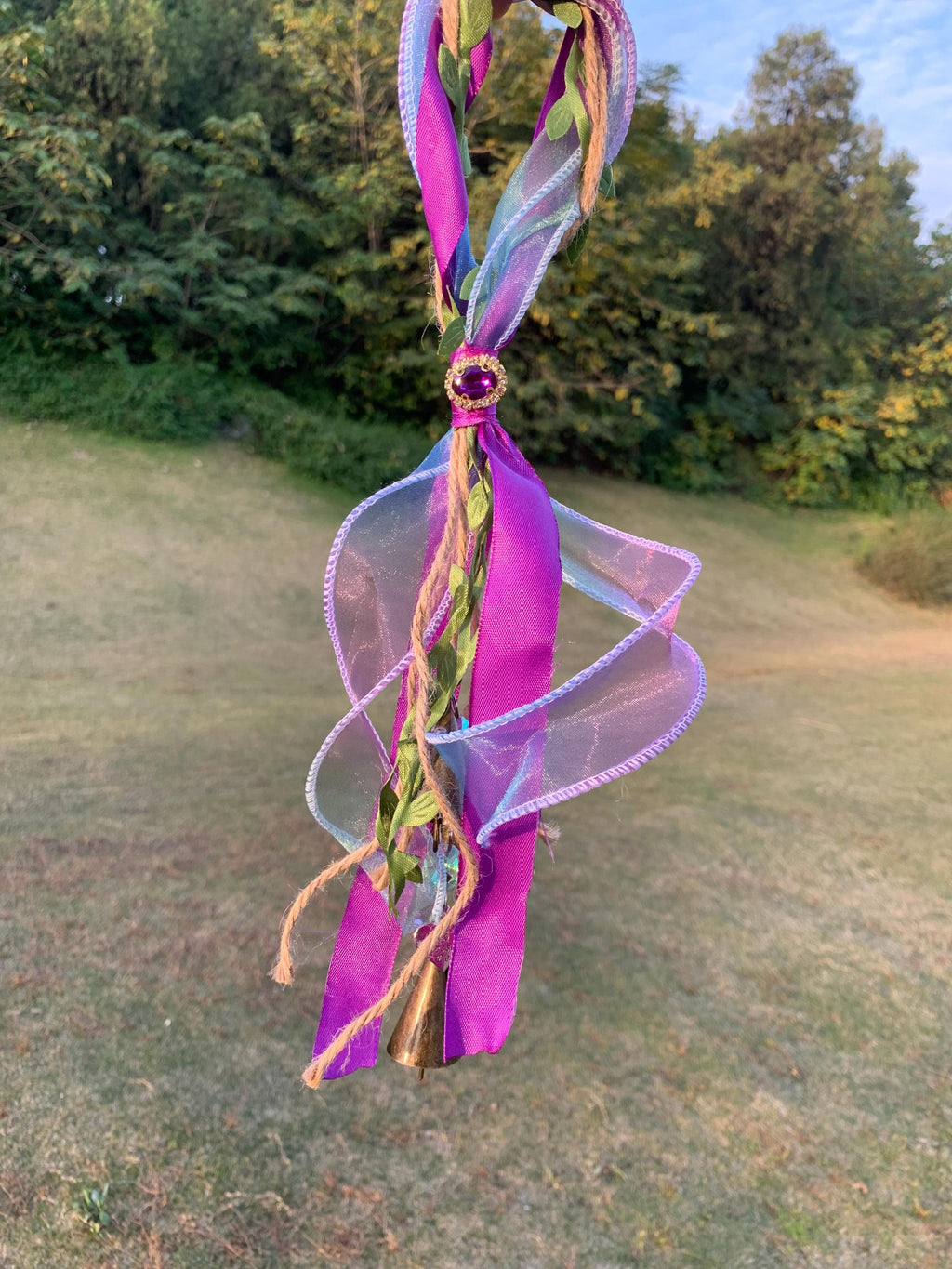 Witch Bell with Ribbons, Protection Charm, Wiccan Supplies, Pagan Decor, Folk Magic, House Blessing, Yule Gift, Handmade Witchcraft