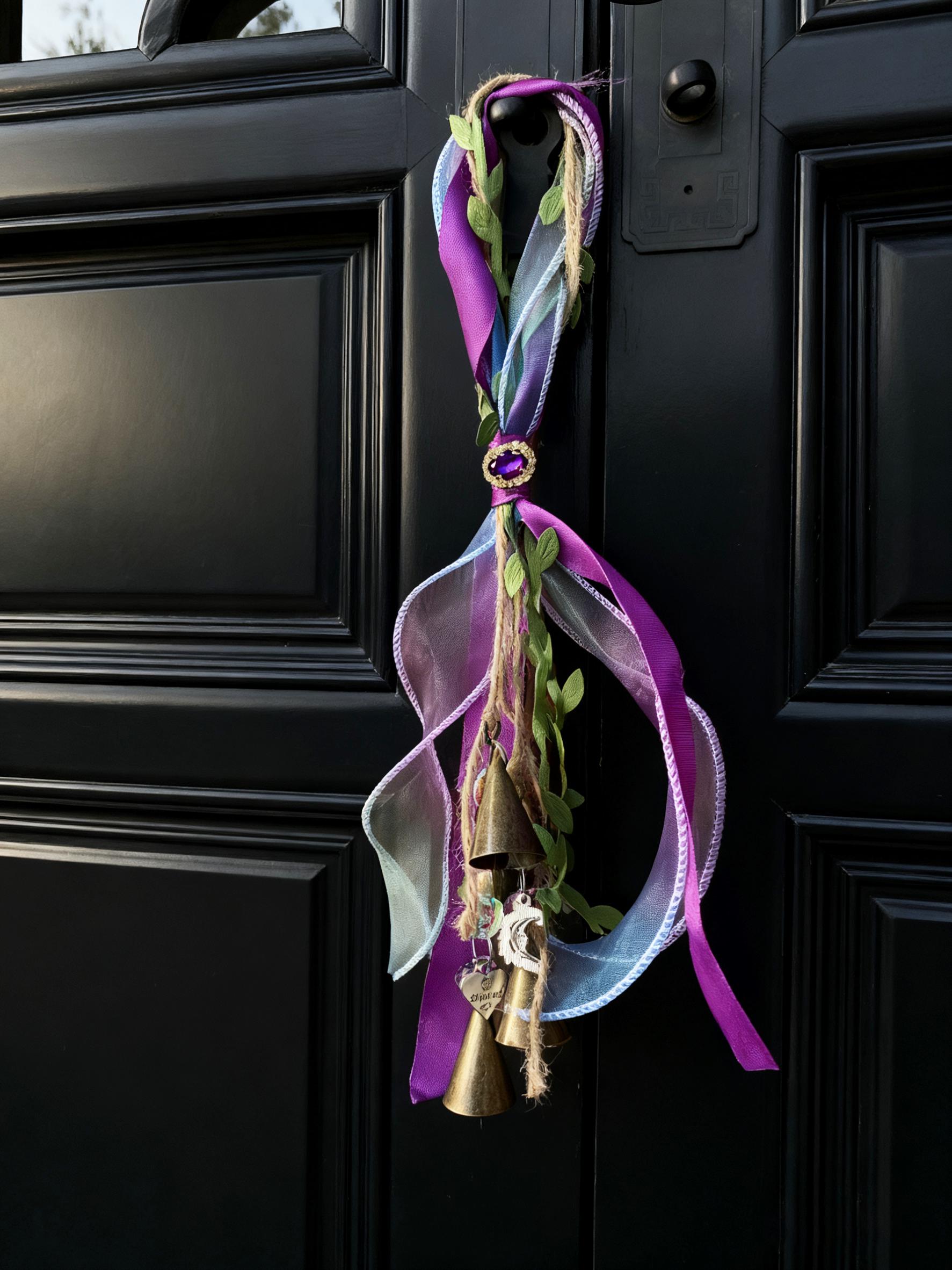 Witch Bell with Ribbons, Protection Charm, Wiccan Supplies, Pagan Decor, Folk Magic, House Blessing, Yule Gift, Handmade Witchcraft