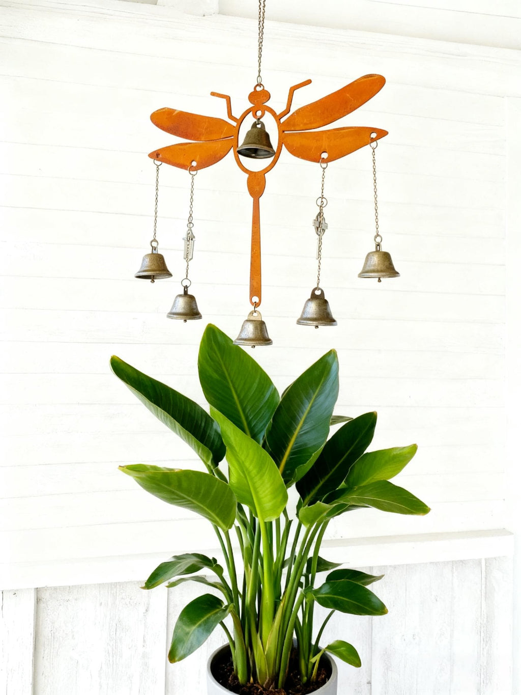 Rust Metal Dragonfly Charm Bell to Ward Off Negativity, Hex Breaking Garden Witchcraft