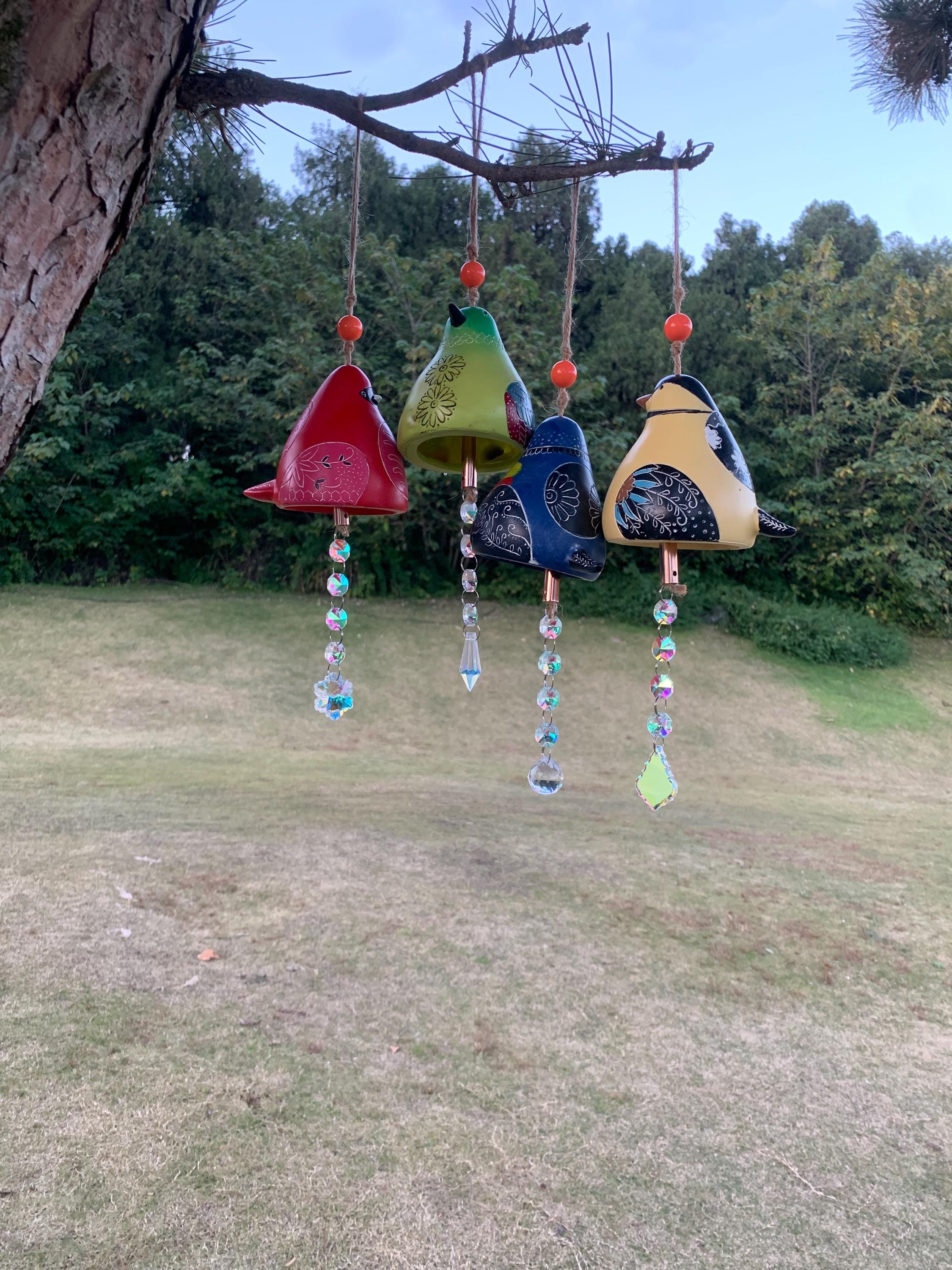 Four Color Lucky Bird Sun Catcher, Stained Glass Bird Suncatcher, Outdoor Garden Decor, Gift for Gardeners, Brings Good Luck