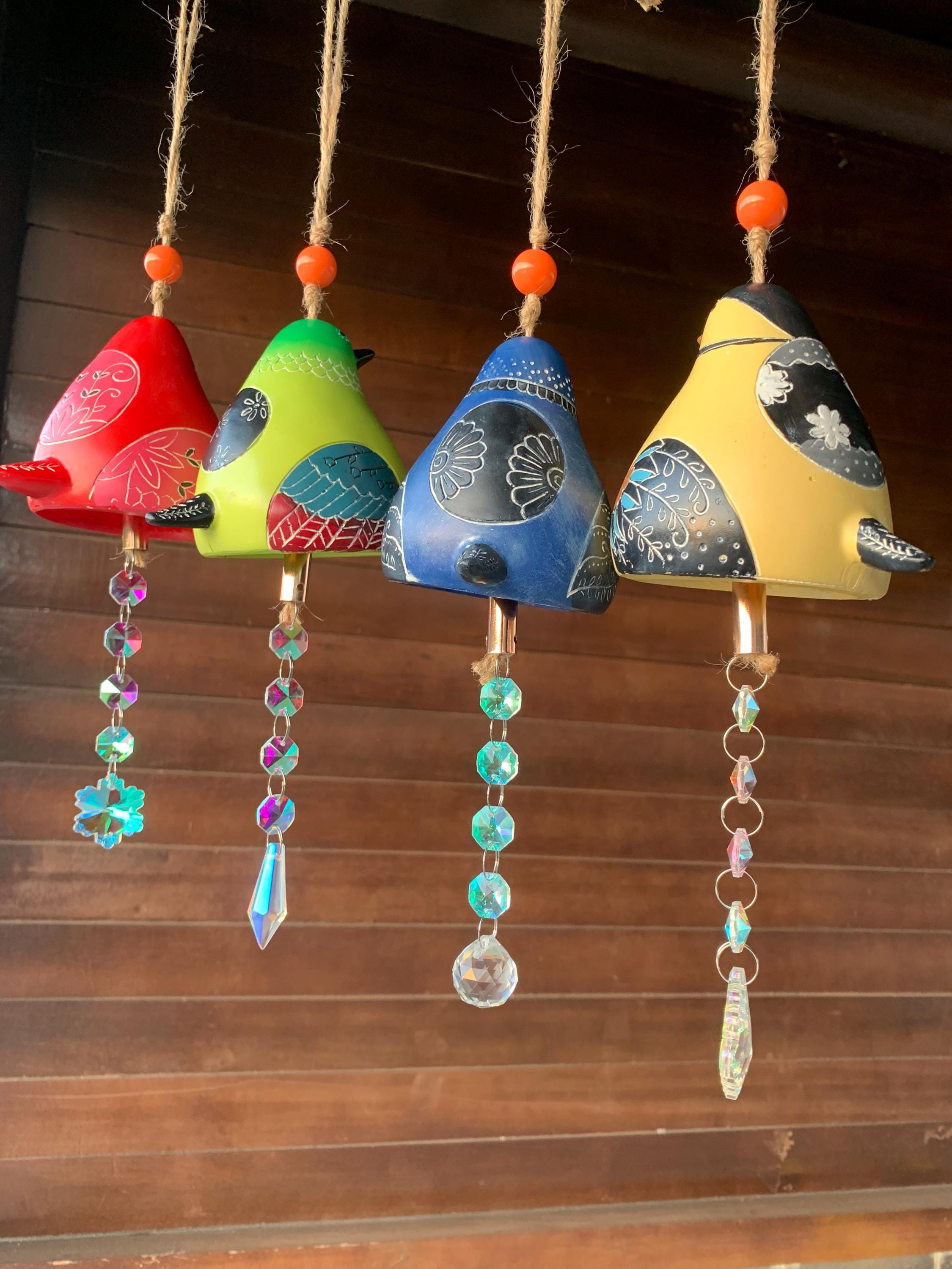 Four Color Lucky Bird Sun Catcher, Stained Glass Bird Suncatcher, Outdoor Garden Decor, Gift for Gardeners, Brings Good Luck