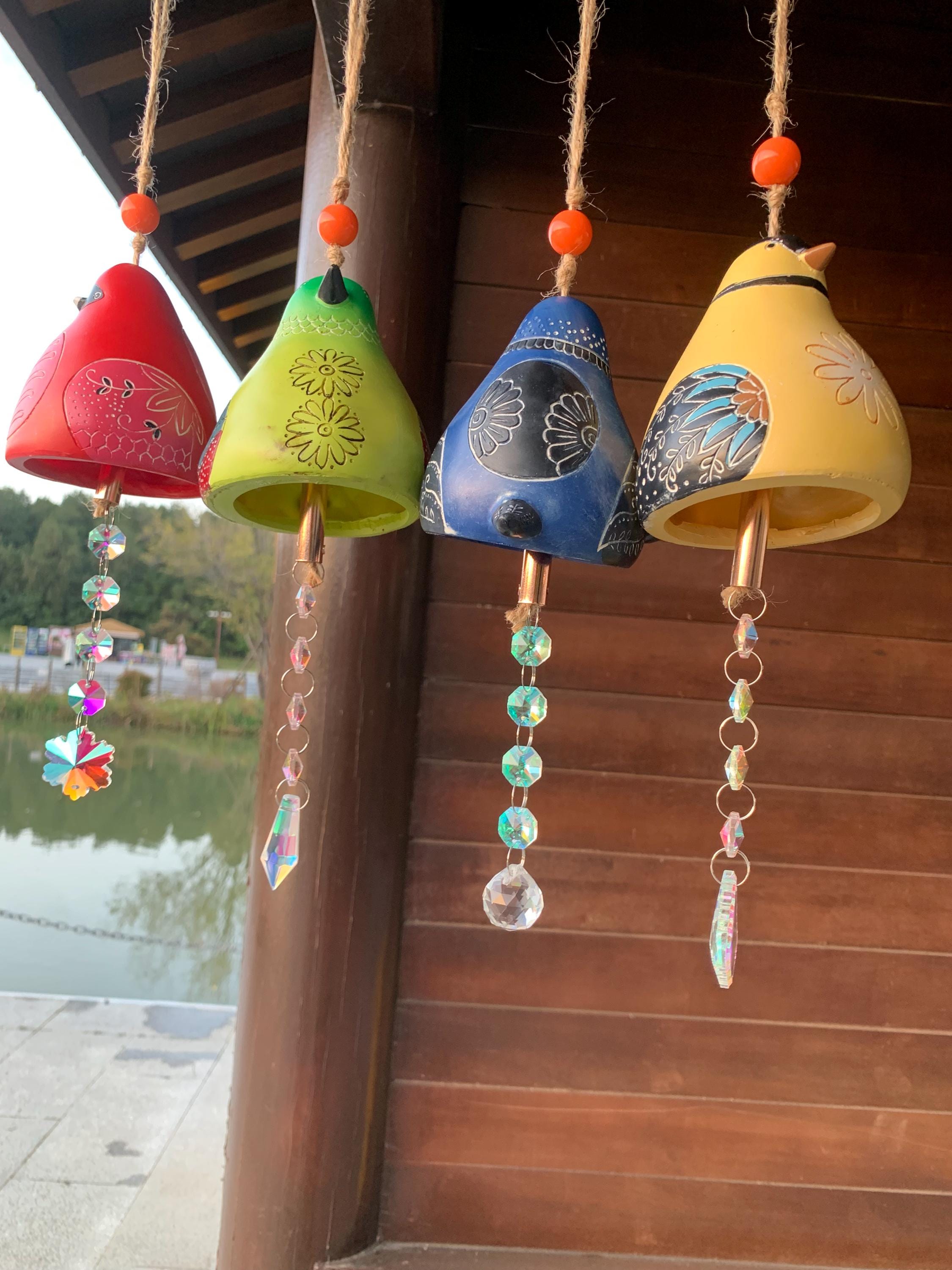 Four Color Lucky Bird Sun Catcher, Stained Glass Bird Suncatcher, Outdoor Garden Decor, Gift for Gardeners, Brings Good Luck