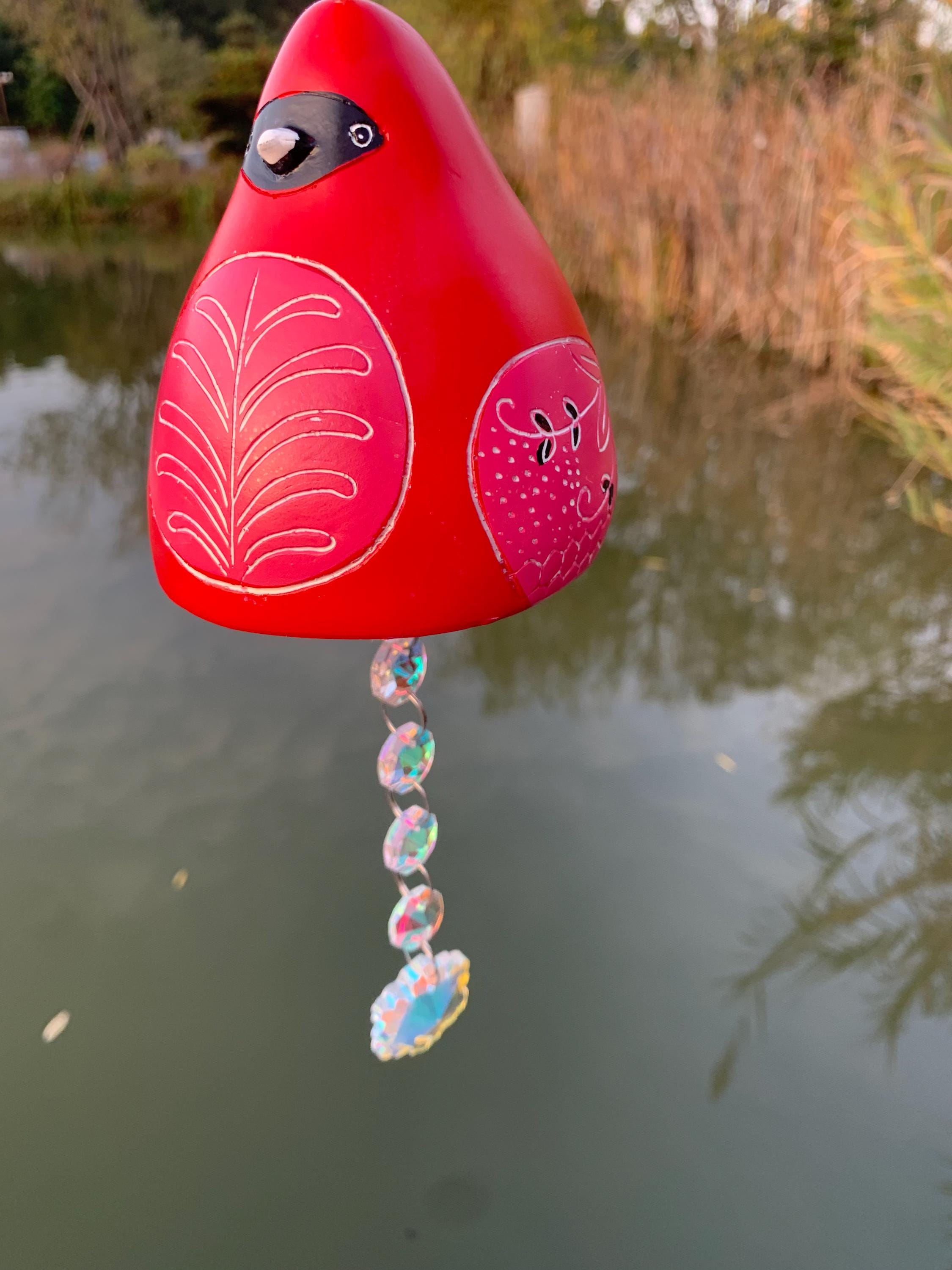 Four Color Lucky Bird Sun Catcher, Stained Glass Bird Suncatcher, Outdoor Garden Decor, Gift for Gardeners, Brings Good Luck