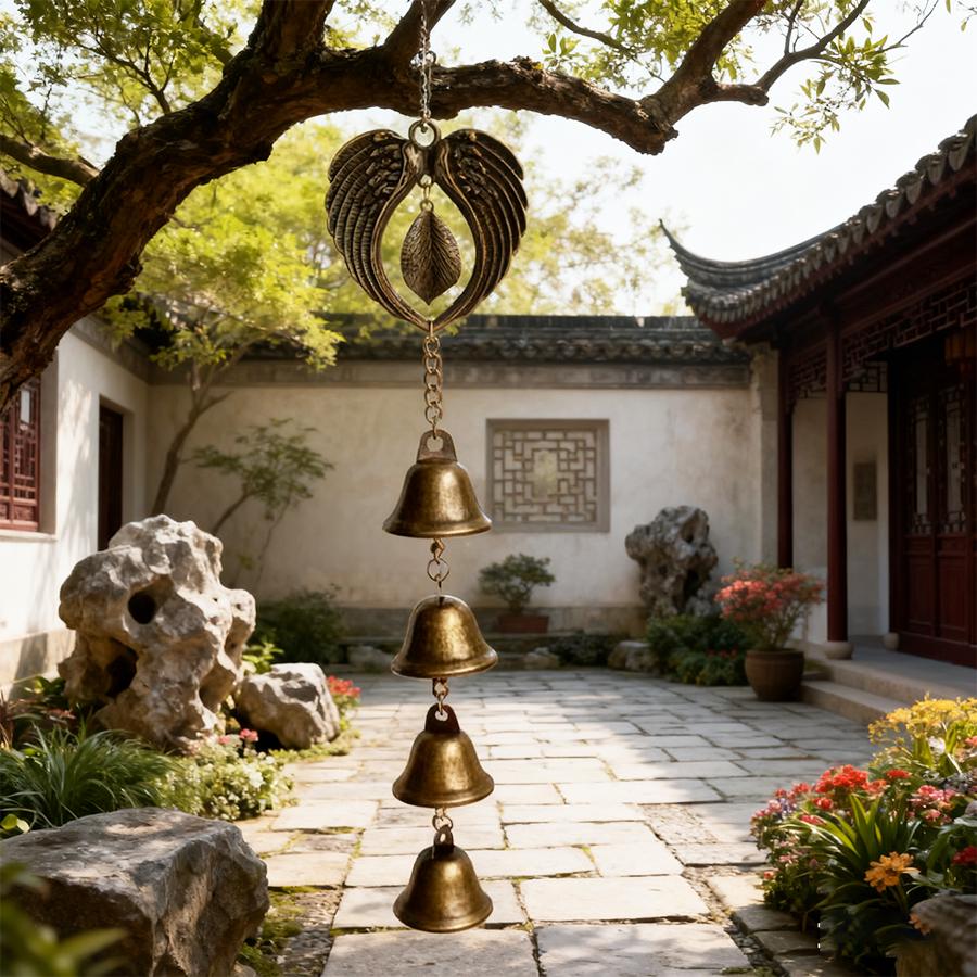 Vintage Bronze Eagle Wing Witch Bell, Protection Charm for Home & Altar, Wiccan Supplies, Pagan Decor, Folk Magic Gift