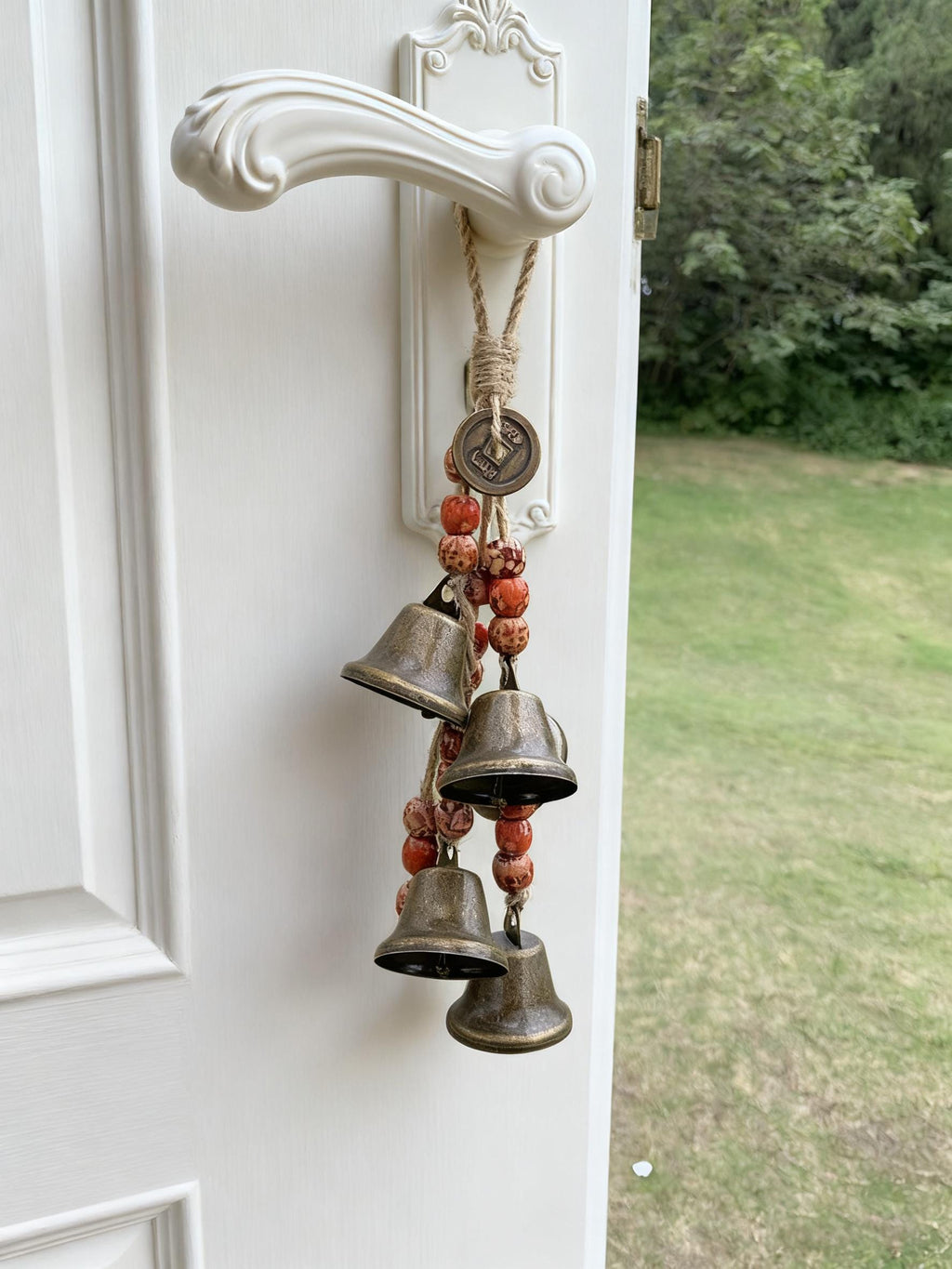 Protection Witch Bells, Doorknob Hanger, Celtic Door Bells, 6 Brass Be