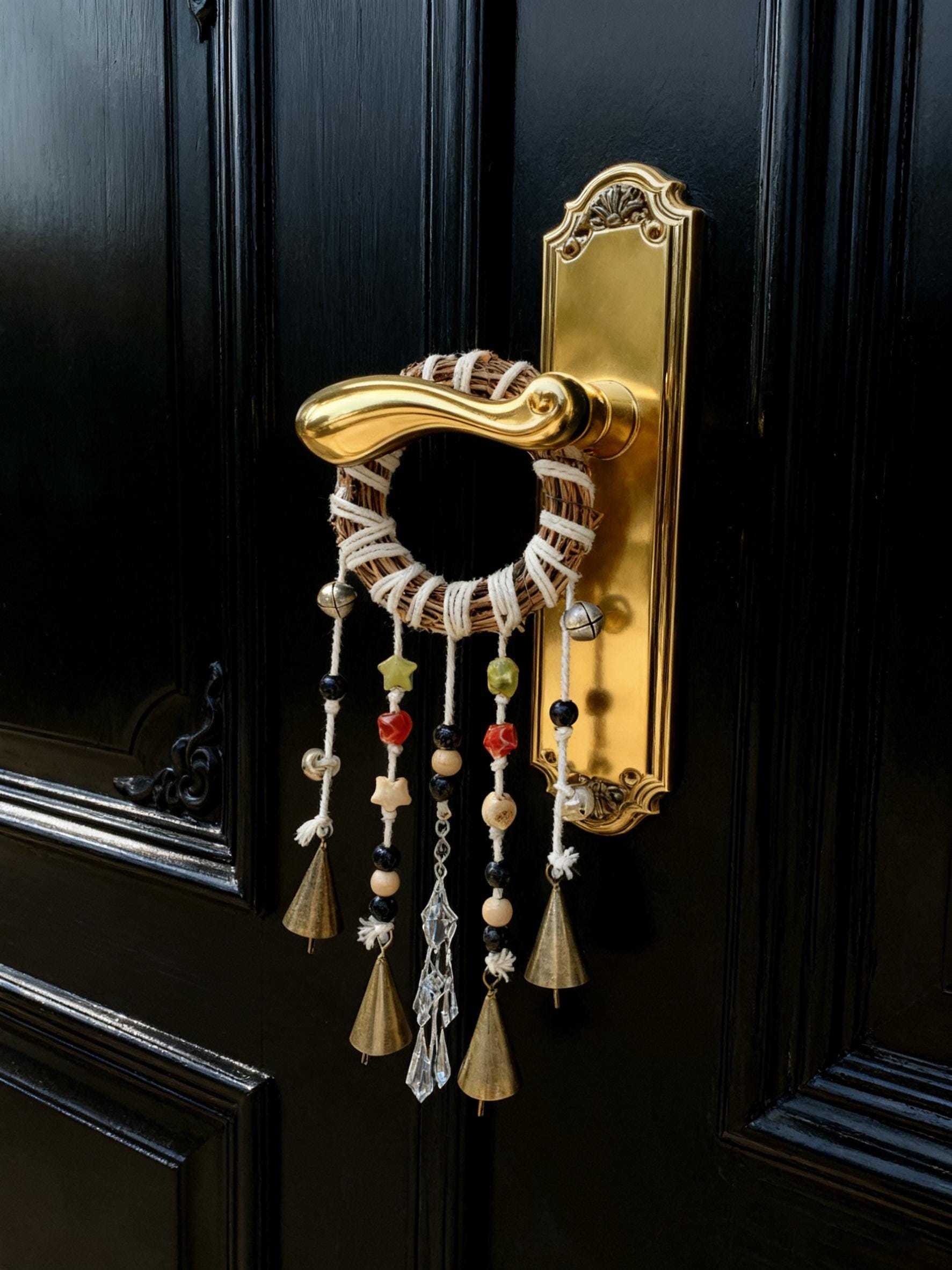 White Witch Bells, Hanging Bells on Rope, Hanging Bells for Temple, Pagan Decor, Witchcraft Supplies Kit