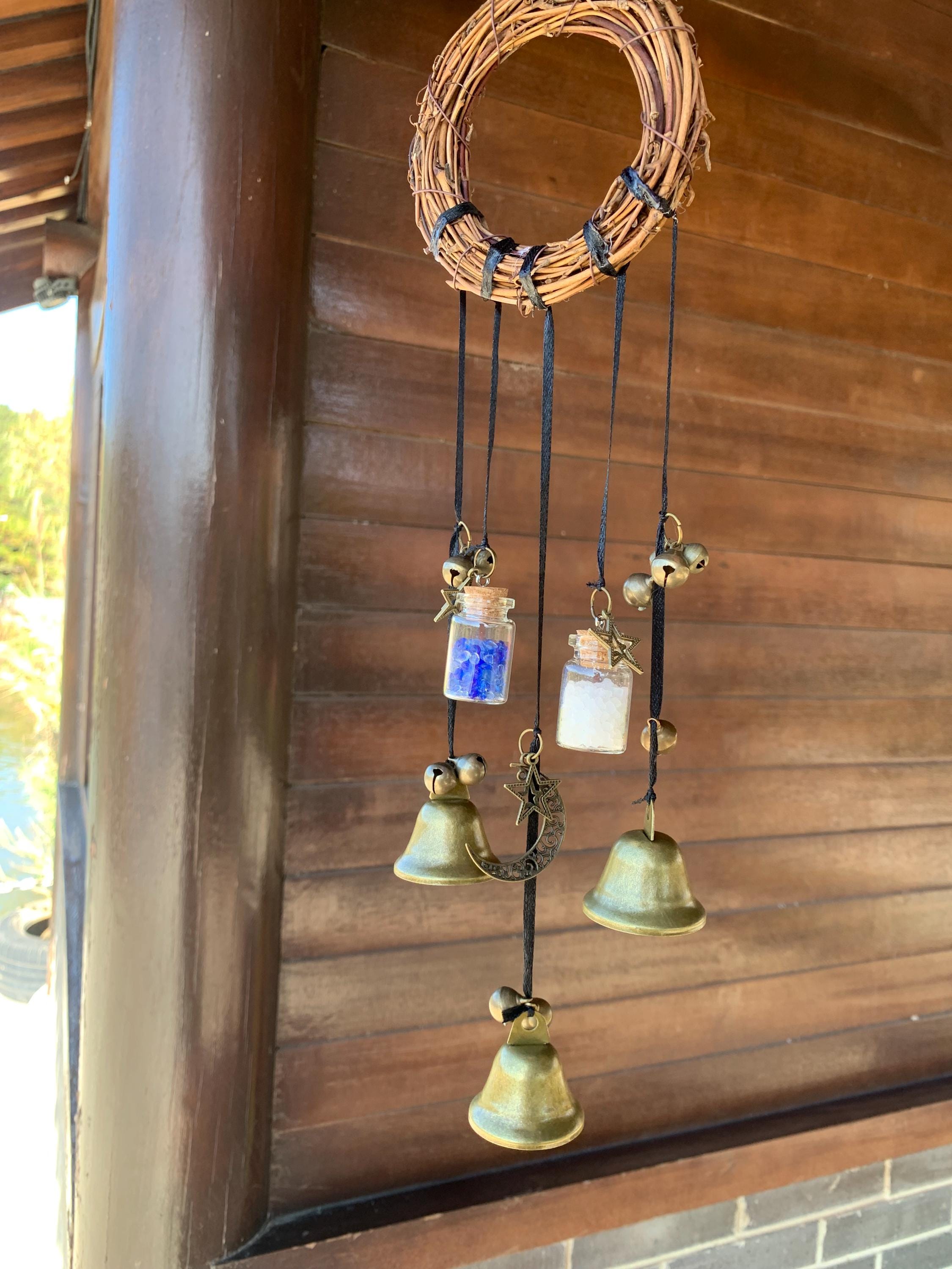 Wreath Witch Wind Chime for Garden, Outdoor Patio Decor,  Wiccan Yule Gift,