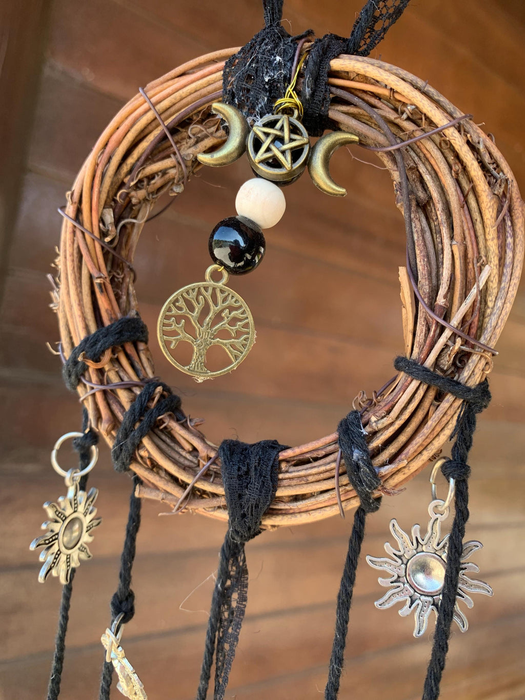 Wiccan Witch Bells For Home Blessing,  Handmade Door Knob Hanger, Pagan Decor, Folk Magic