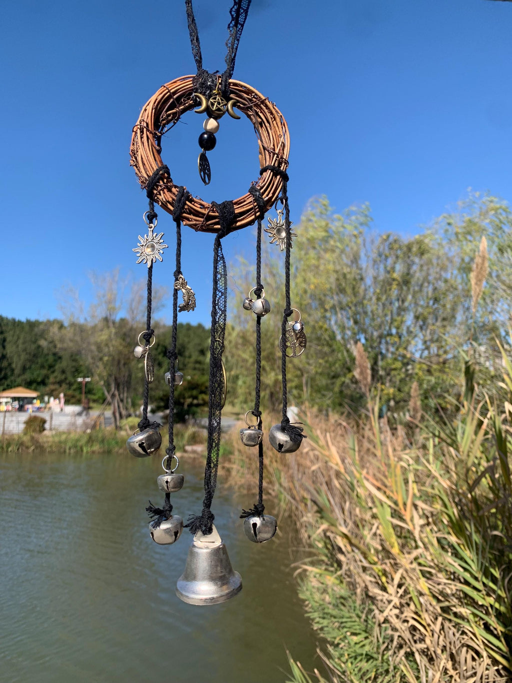 Wiccan Witch Bells For Home Blessing,  Handmade Door Knob Hanger, Paga