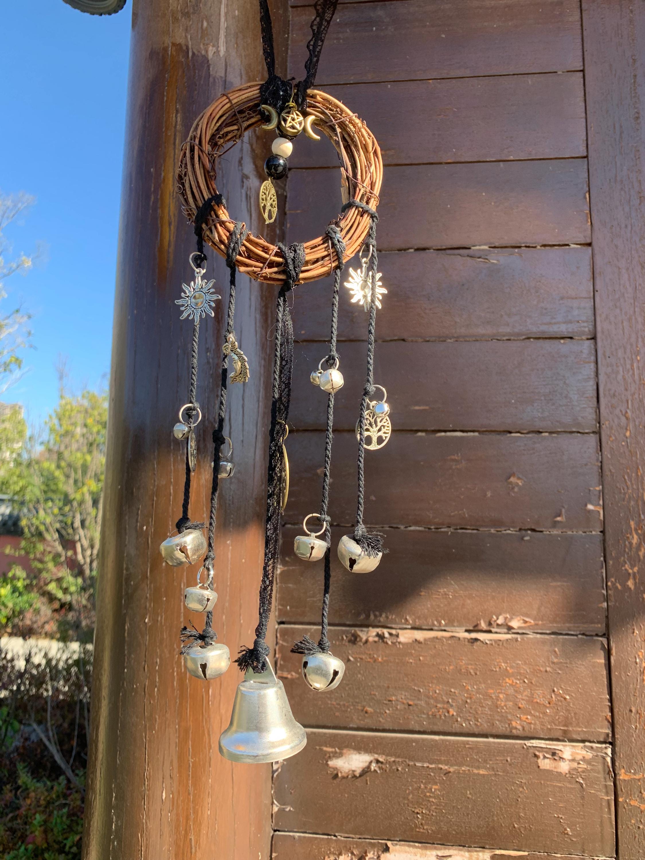 Wiccan Witch Bells For Home Blessing,  Handmade Door Knob Hanger, Pagan Decor, Folk Magic