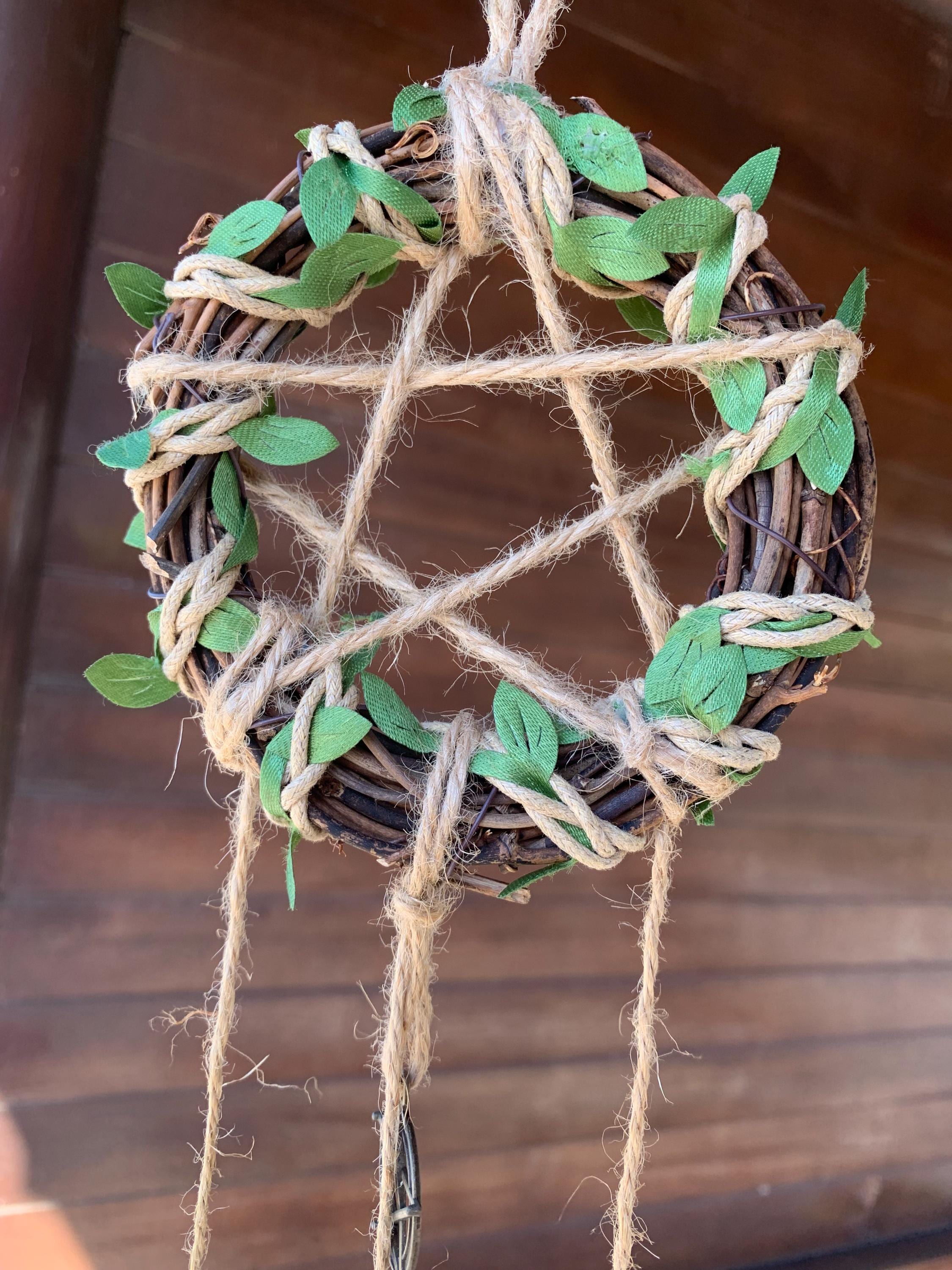 Vine Wrapped Pentagram Witch Bell for Protection, Home & Sacred Space Decor, Pagan Wiccan Gift,