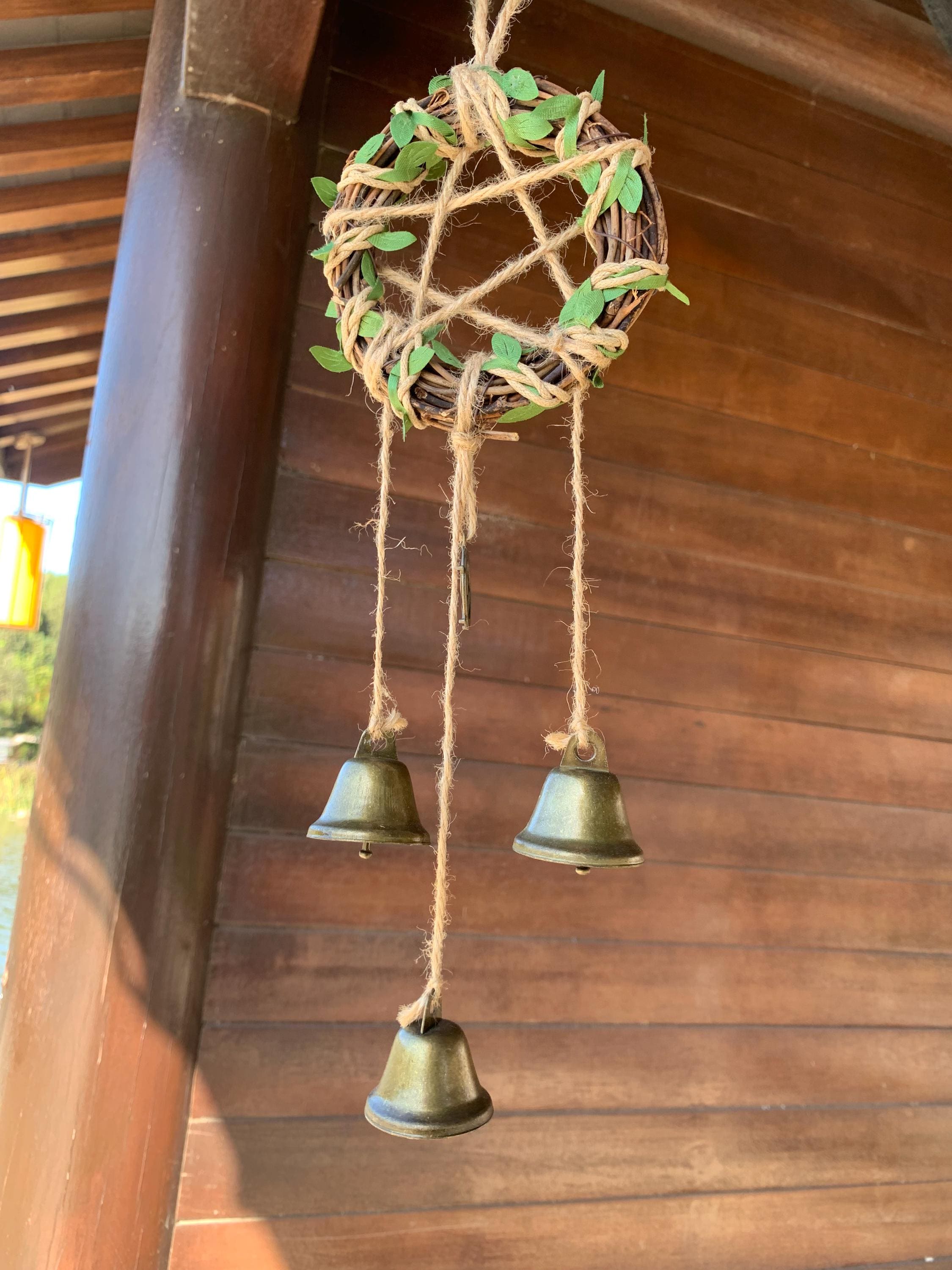 Vine Wrapped Pentagram Witch Bell for Protection, Home & Sacred Space Decor, Pagan Wiccan Gift,