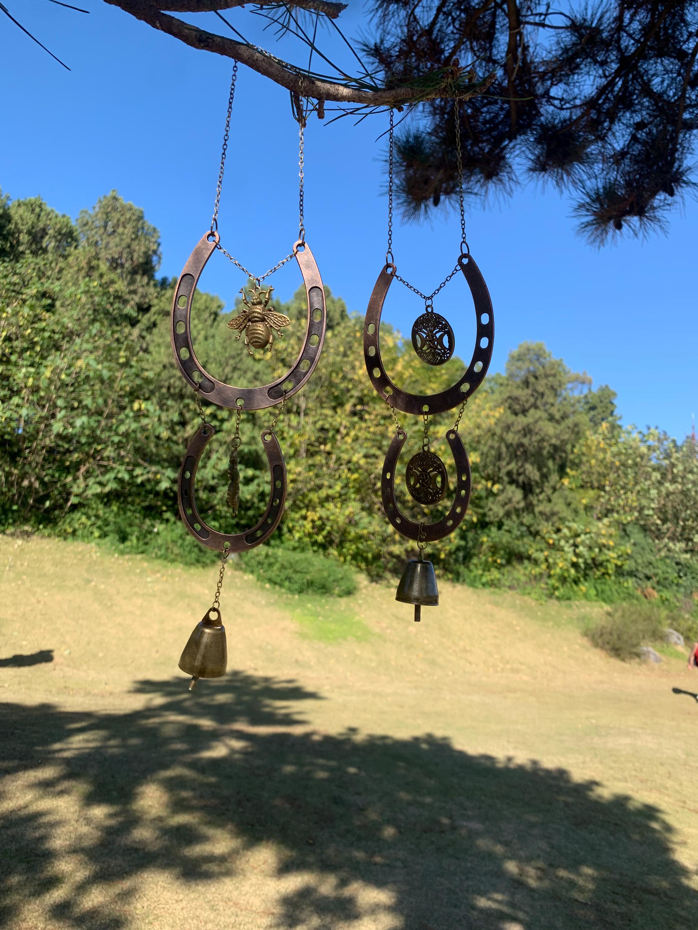 Set of 2 Horseshoe Witch Bells for Door Knob, , Pagan Door Decor, House Blessing Gift