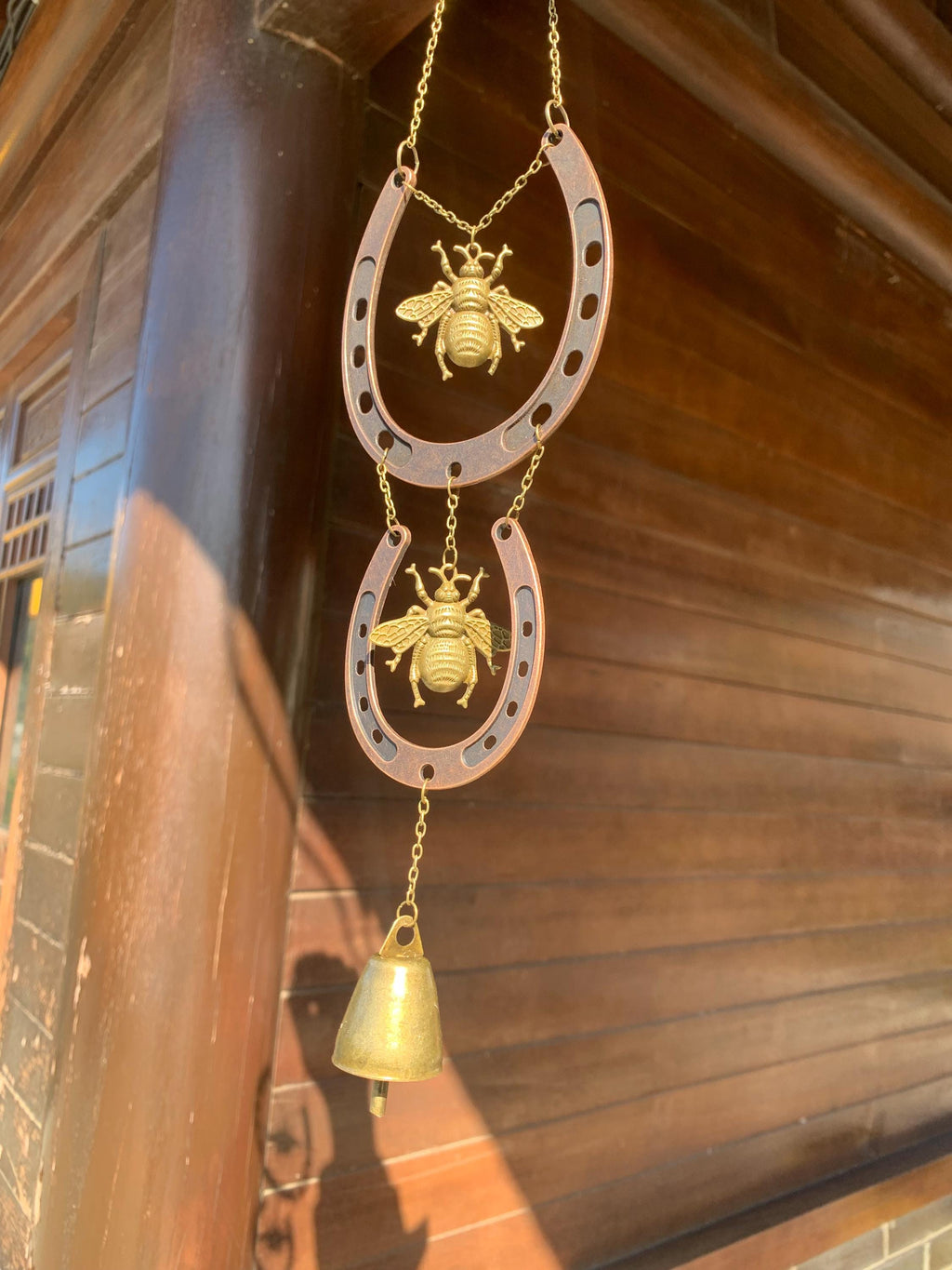 Handmade Bees Horseshoe Witch Bells for Home Protection, Wiccan Yule Gift