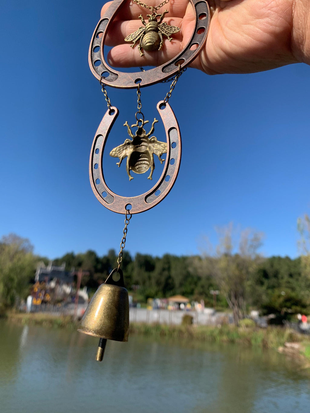 Handmade Bees Horseshoe Witch Bells for Home Protection, Wiccan Yule Gift