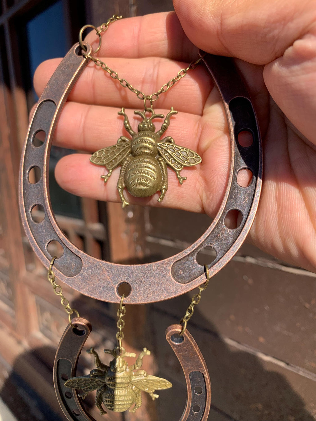 Handmade Bees Horseshoe Witch Bells for Home Protection, Wiccan Yule Gift