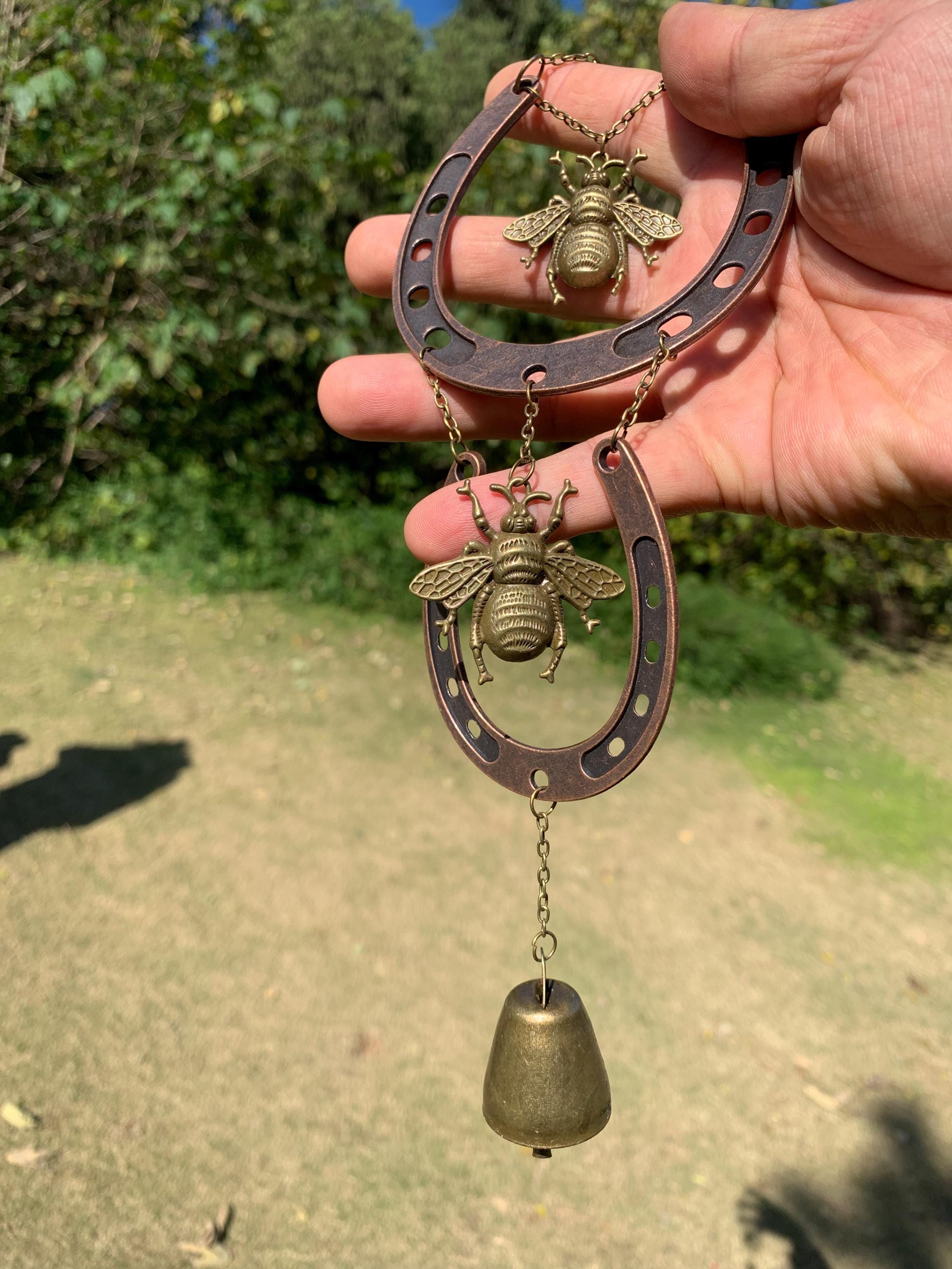 Handmade Bees Horseshoe Witch Bells for Home Protection, Wiccan Yule Gift