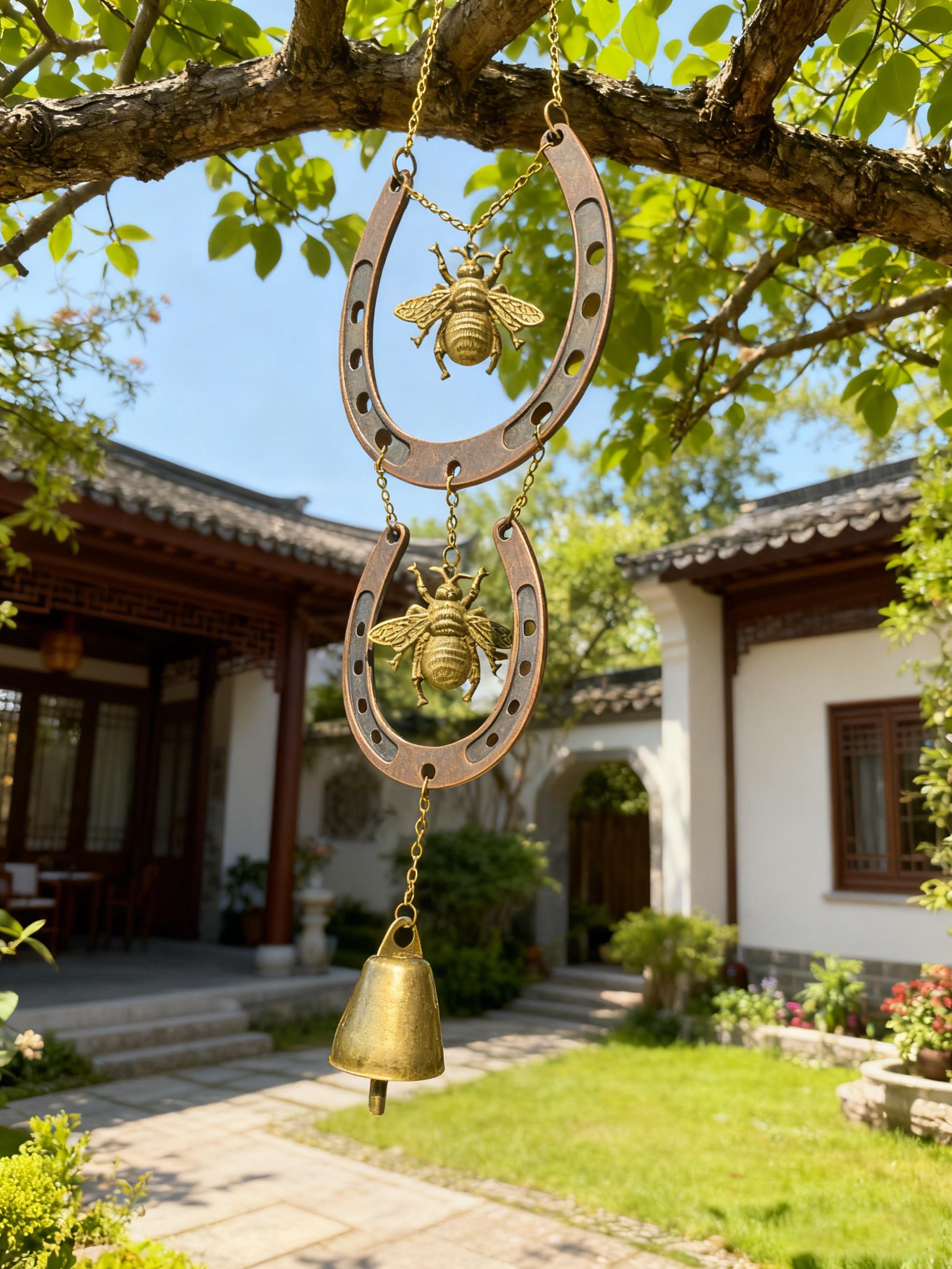 Handmade Bees Horseshoe Witch Bells for Home Protection, Wiccan Yule Gift