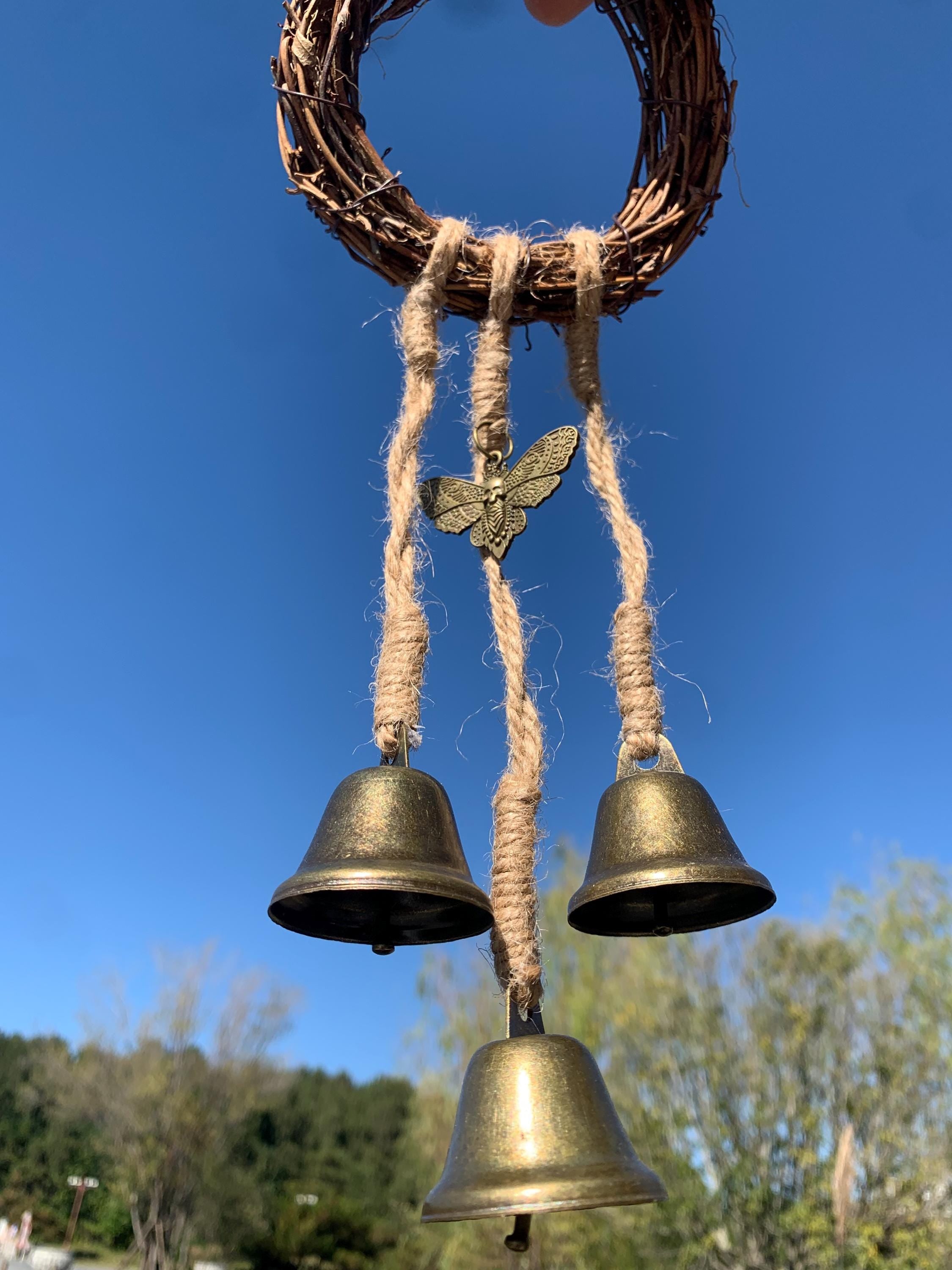 Wreath Witch Bells Door for Home Protection, Good Luck Charm, Yule Gift for Her