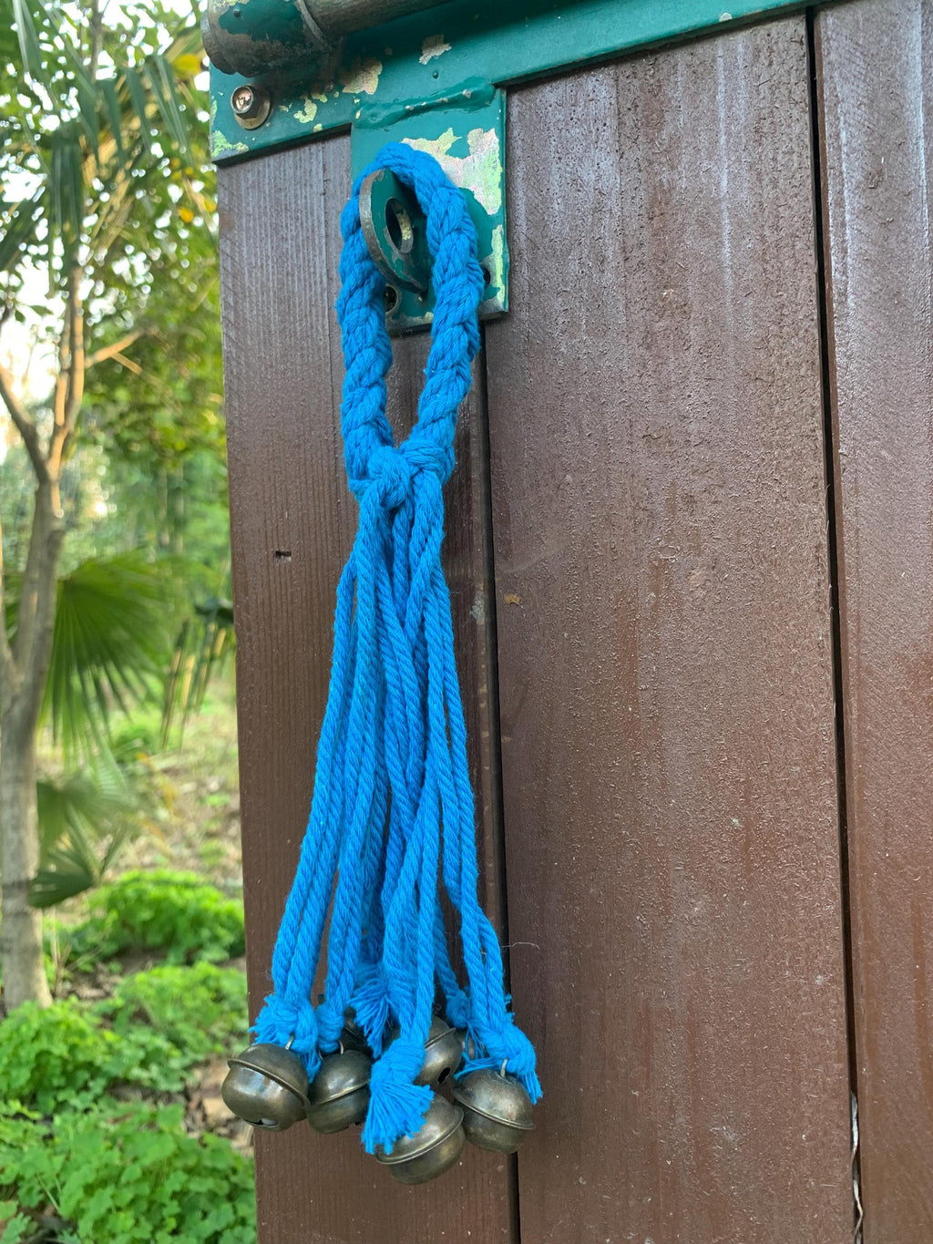 Blue Hanging Witch Bells for Wreath, Pagan Decor, Handmade Folk Art