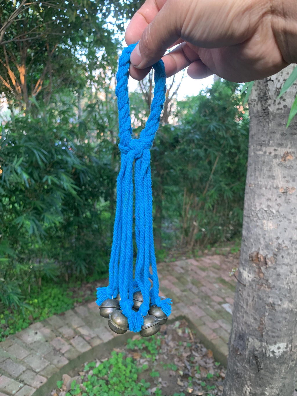 Blue Hanging Witch Bells for Wreath, Pagan Decor, Handmade Folk Art